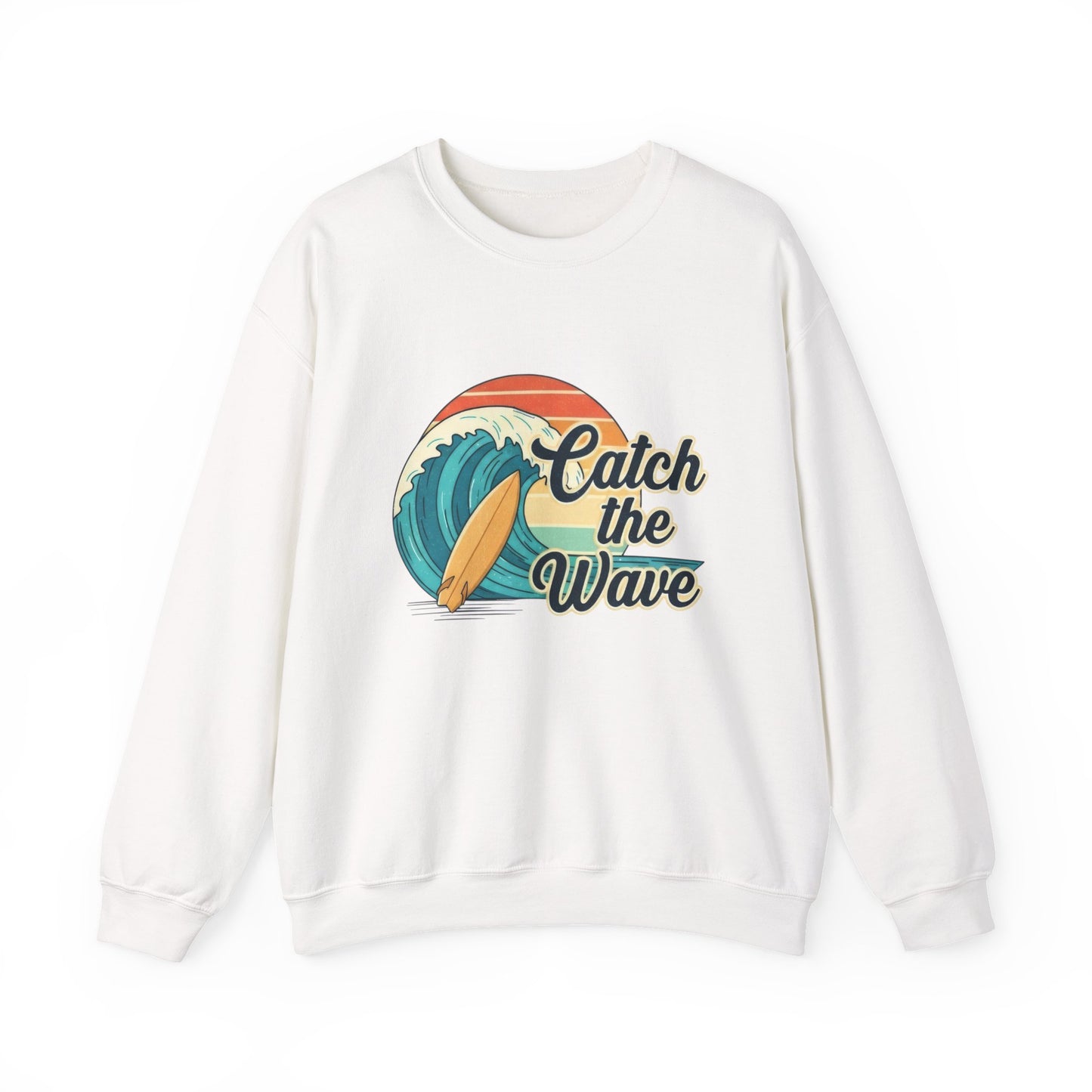 Catch the Wave Crewneck Sweatshirt — Retro Surf Graphic Pullover