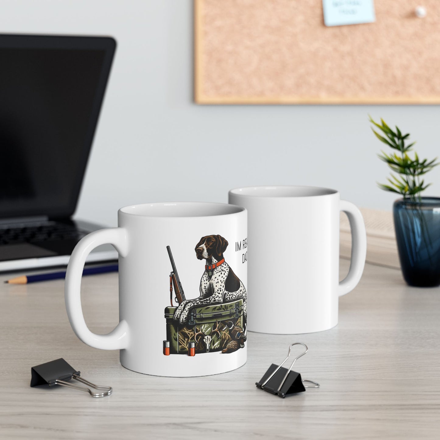 German Shorthaired Pointer hunting dog Mug | Ceramic Mug with Retriever, Duck Decoy, Rifle