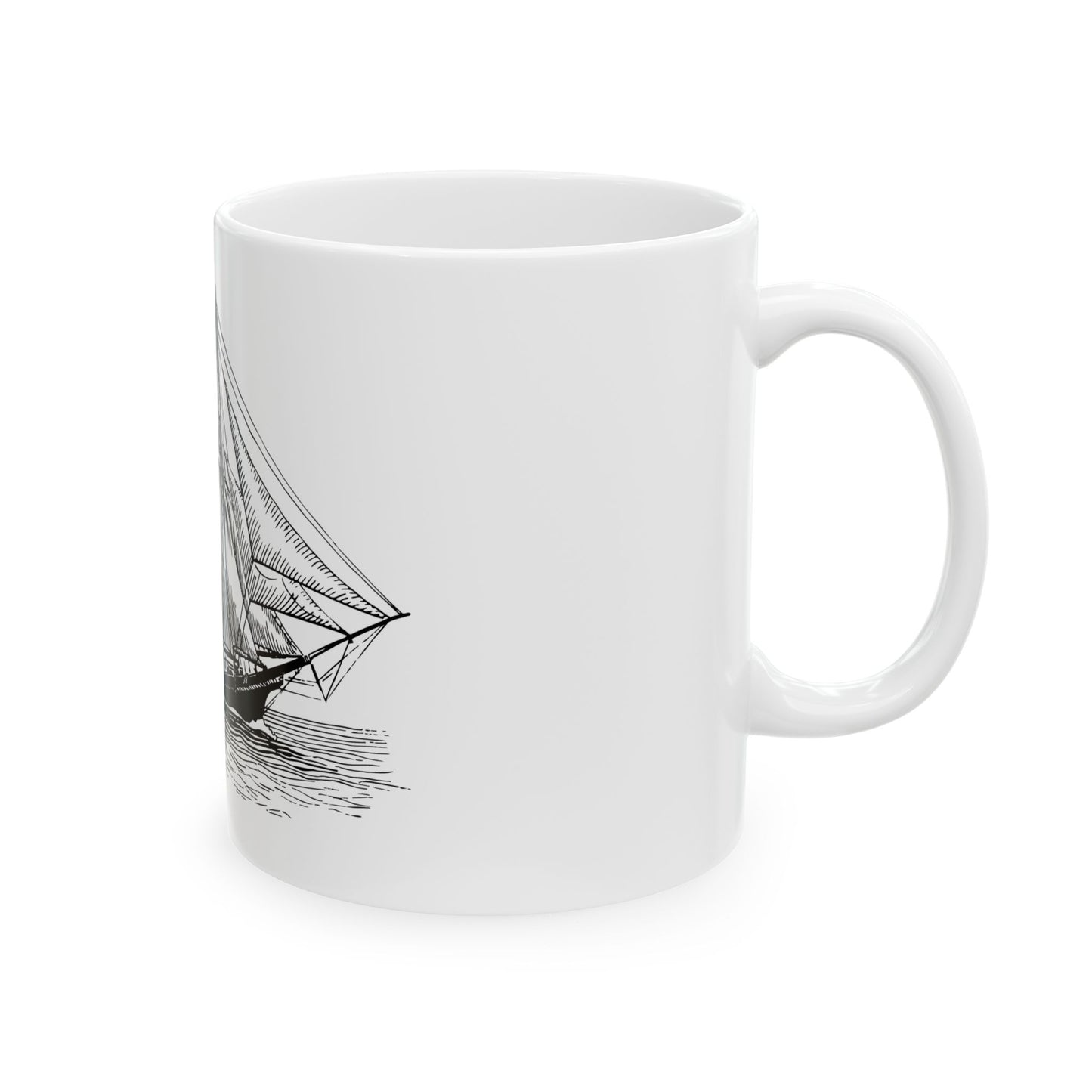Nautical-Themed Ceramic Mug - Sailboat Design, Coffee Lovers Gift, Maritime Decor, Unique Tea Cup, Ideal for Boating Enthusiasts, Ocean