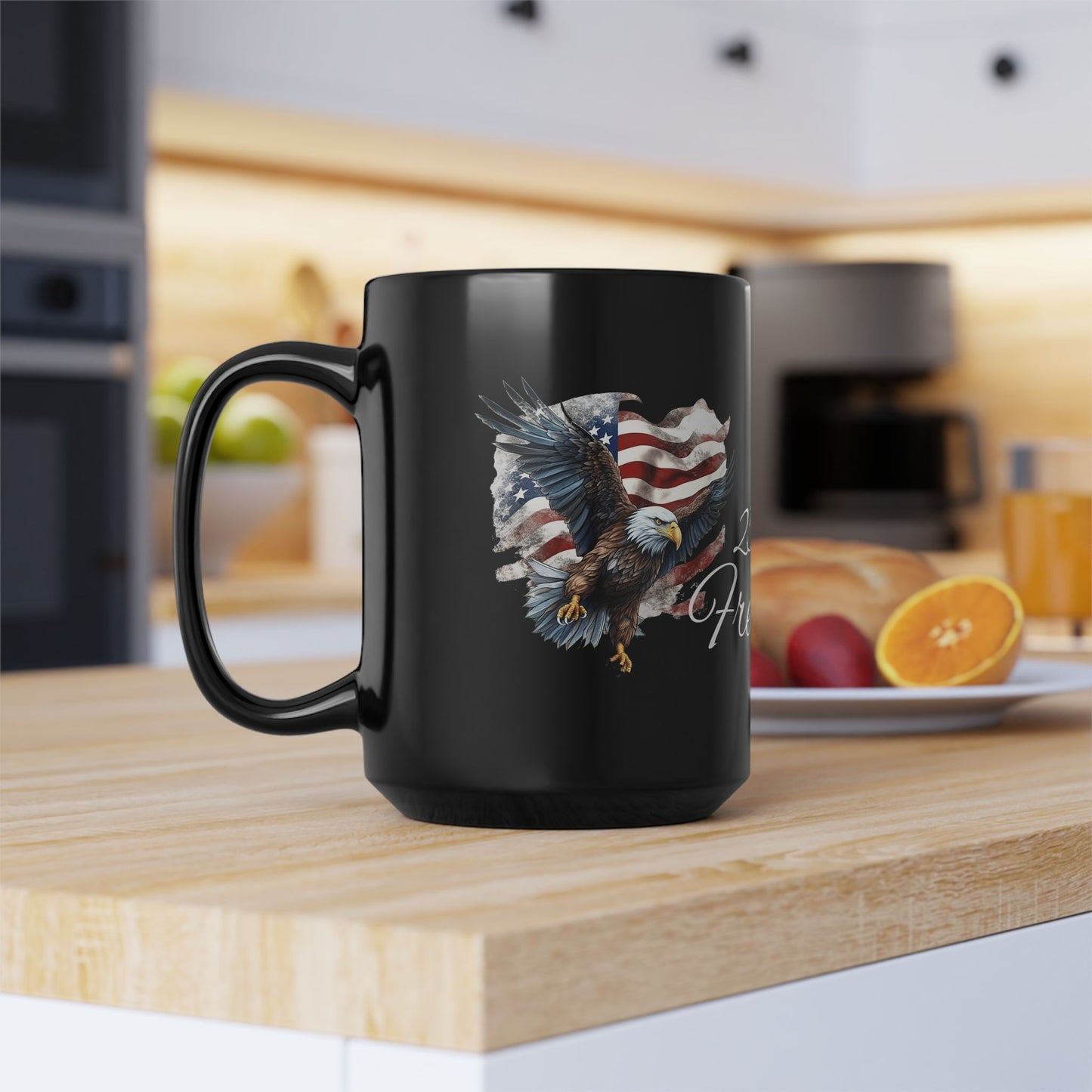American Flag Eagle 250th Freedom Mug | Black Ceramic Mug