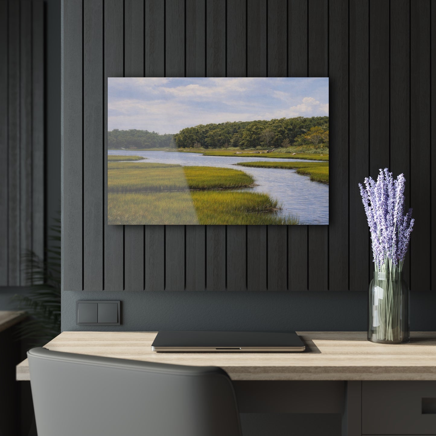 Marshland Serenity Acrylic Print – Scenic River Landscape Wall Art (French Cleat Hanging)