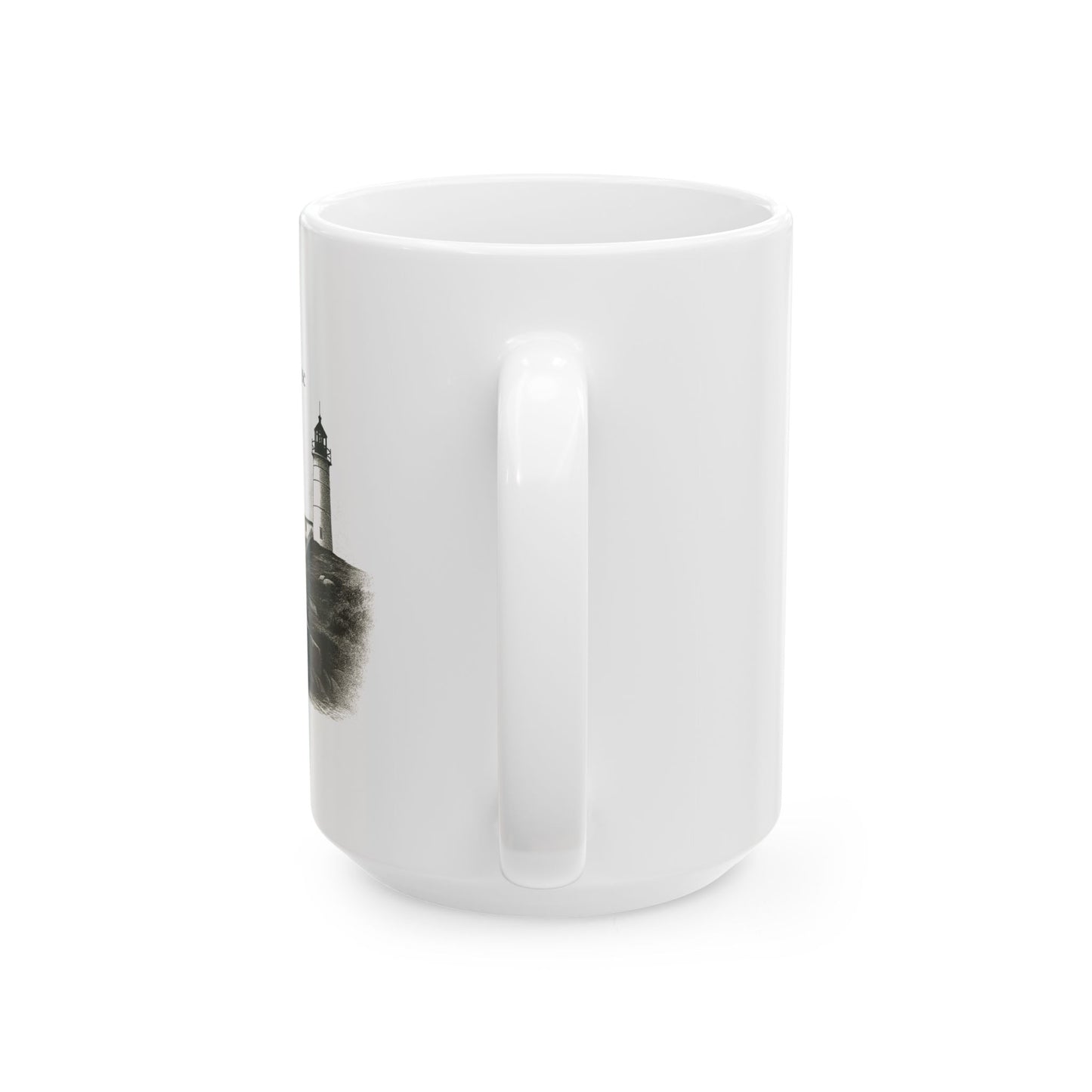 Nubble Lighthouse Maine Illustration Ceramic Mug — 11oz & 15oz Coffee Cup