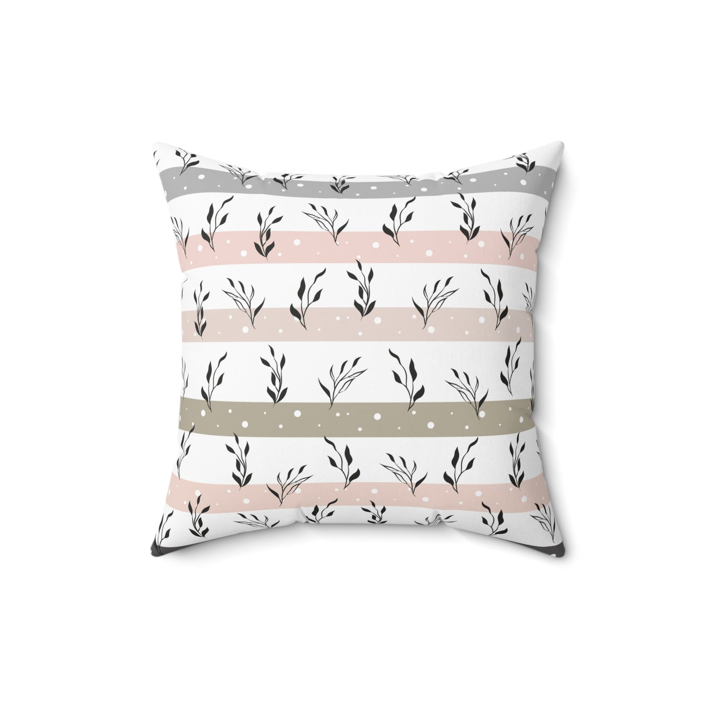 Botanical Leaf Striped Throw Pillow — Blush & Sage Decorative Cushion