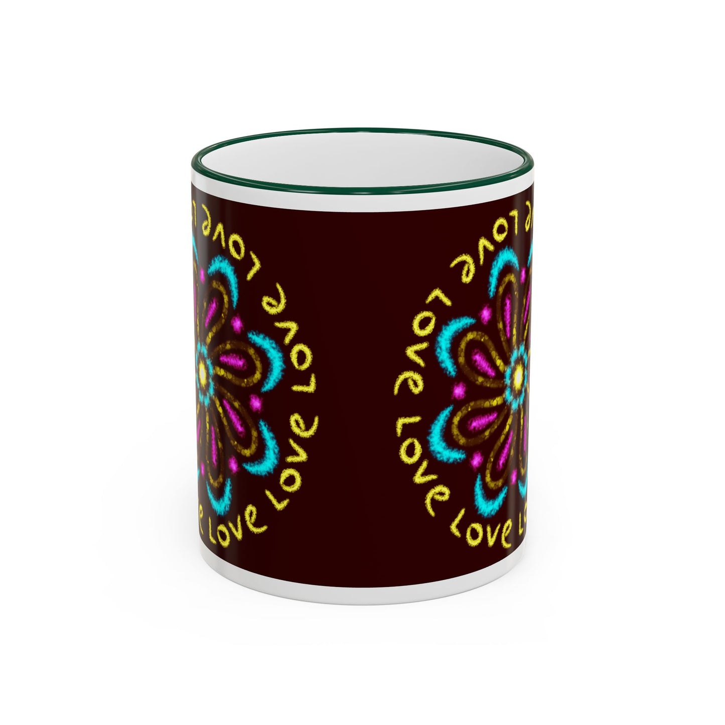 Love Mandala Accent Rim Mug — Ceramic 11oz/15oz