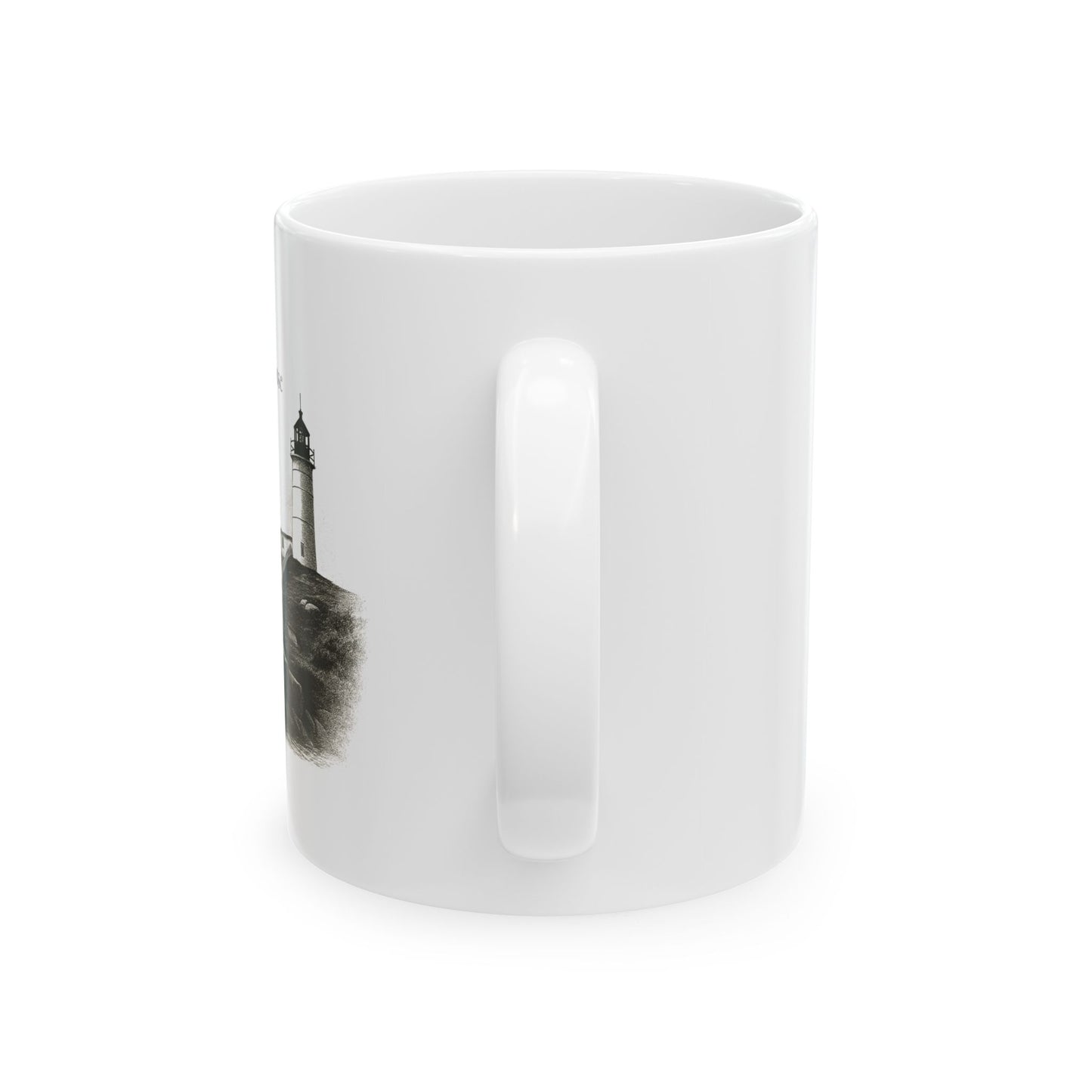 Nubble Lighthouse Maine Illustration Ceramic Mug — 11oz & 15oz Coffee Cup