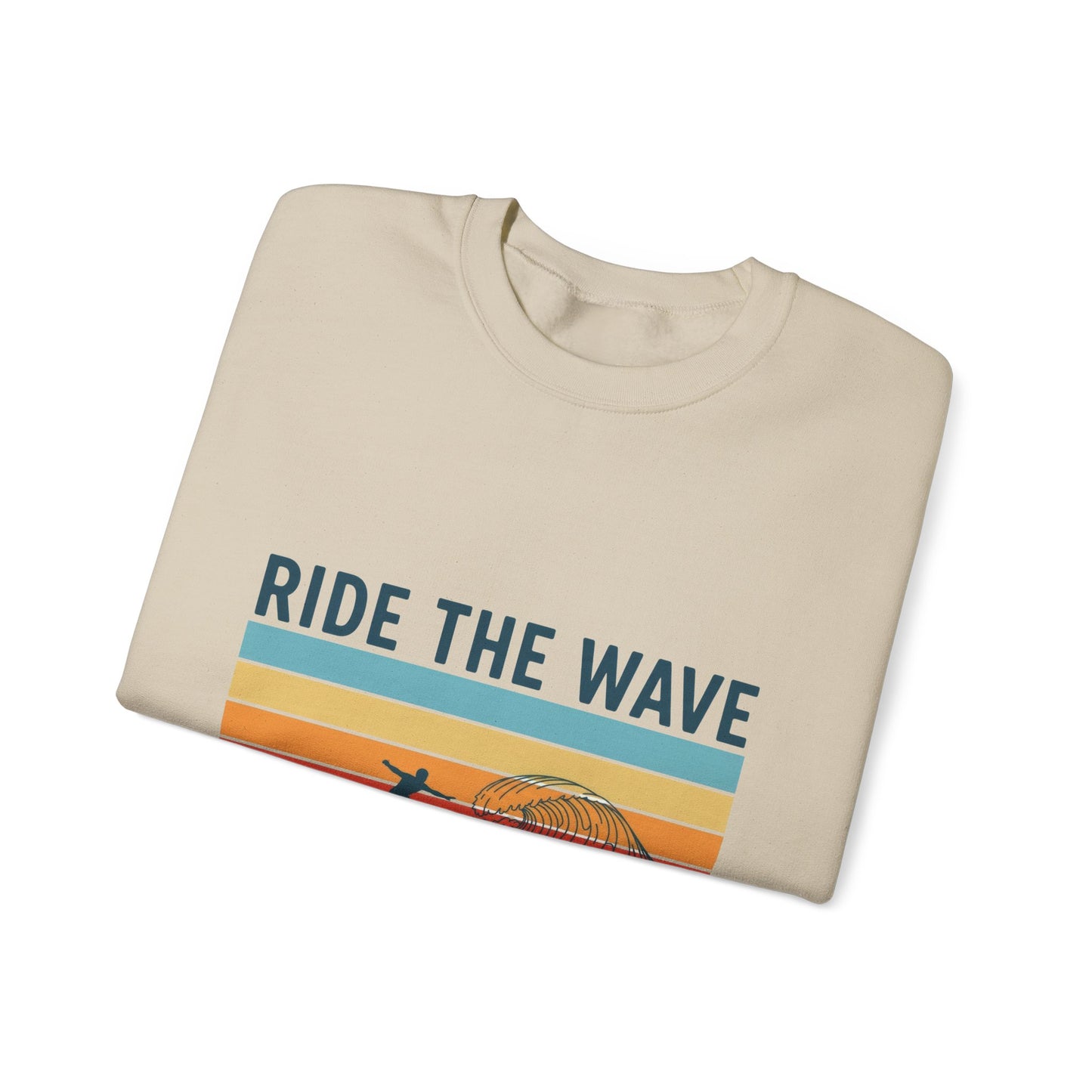 Ride the Wave Crewneck Sweatshirt — Retro Surf Wave Action