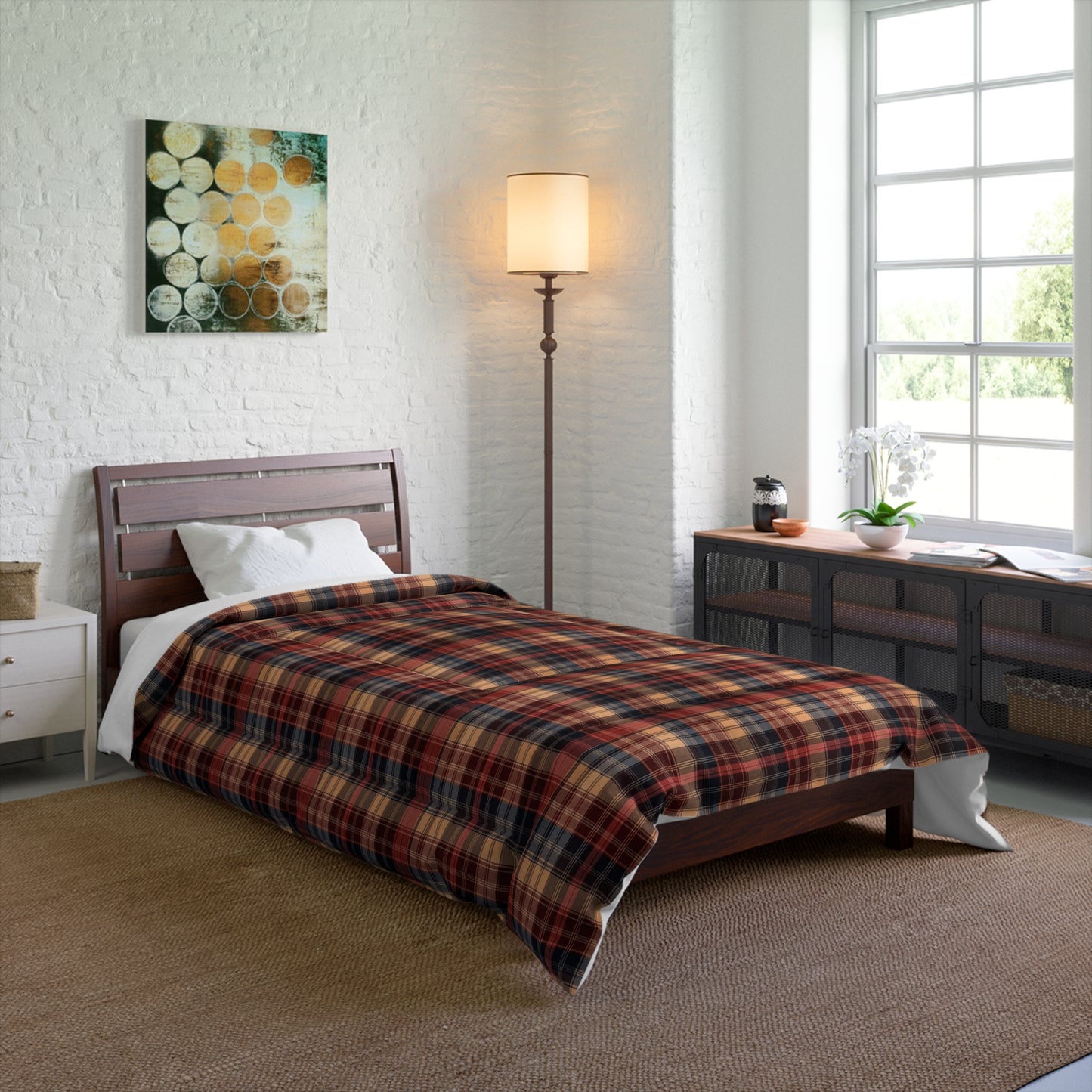 Buffalo Check Plaid Comforter — Rustic Red & Navy Bedding