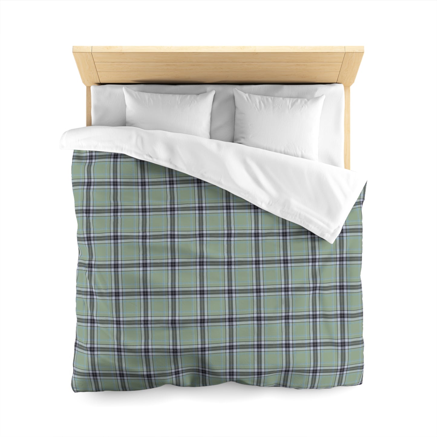 Green Plaid Pattern Microfiber Duvet Cover | Tartan Check Bedding