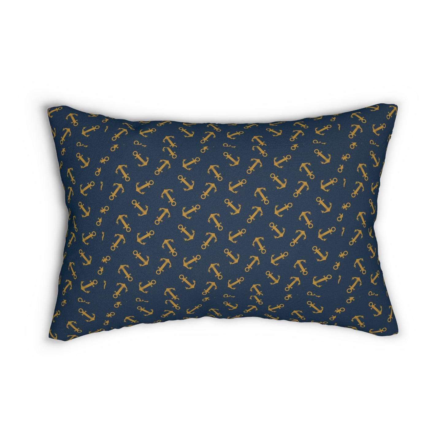Navy Gold Anchor Lumbar Pillow – Nautical Decorative Throw Pillow