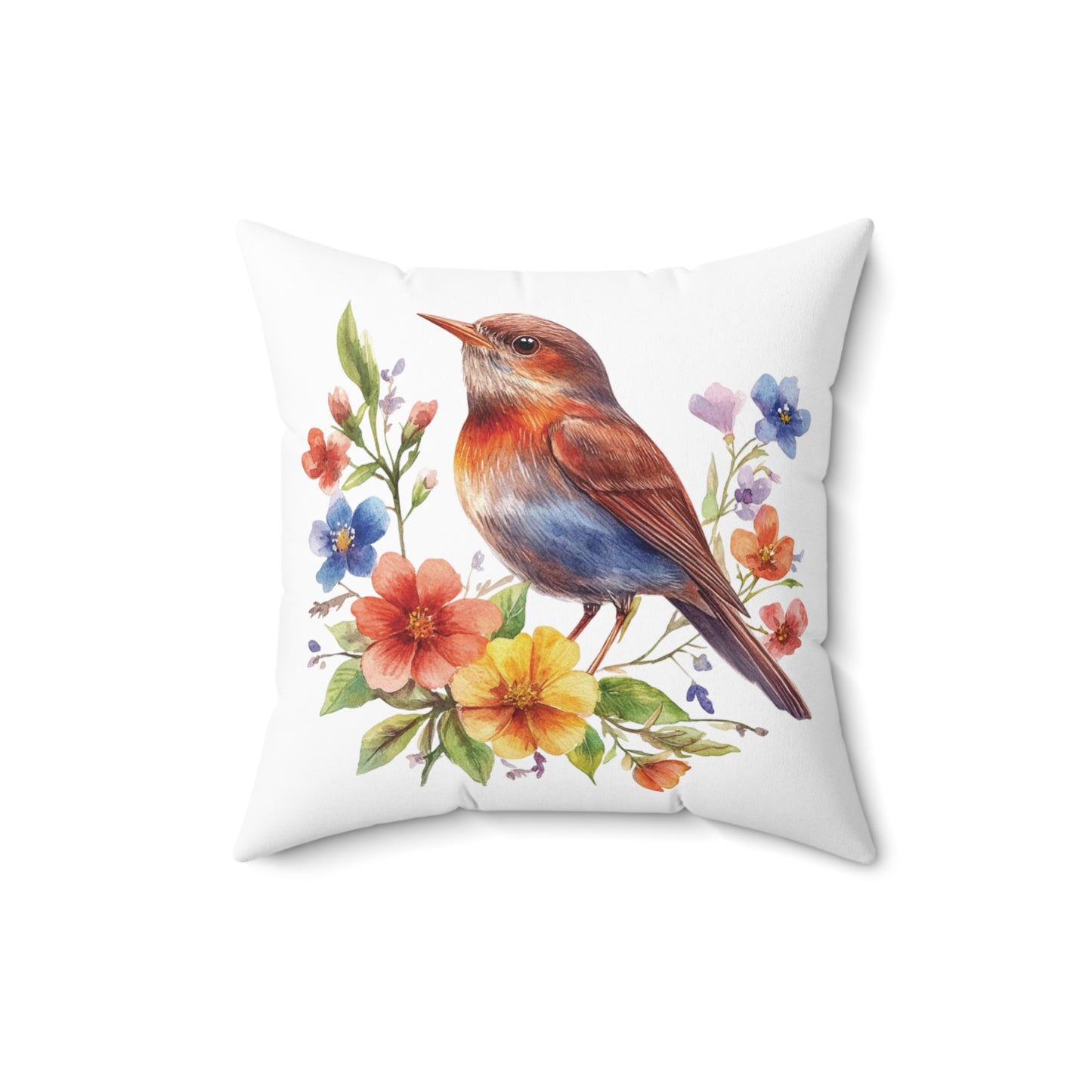 Bird Lovers Spun Polyester Throw Pillow — Decorative Square Home Decor