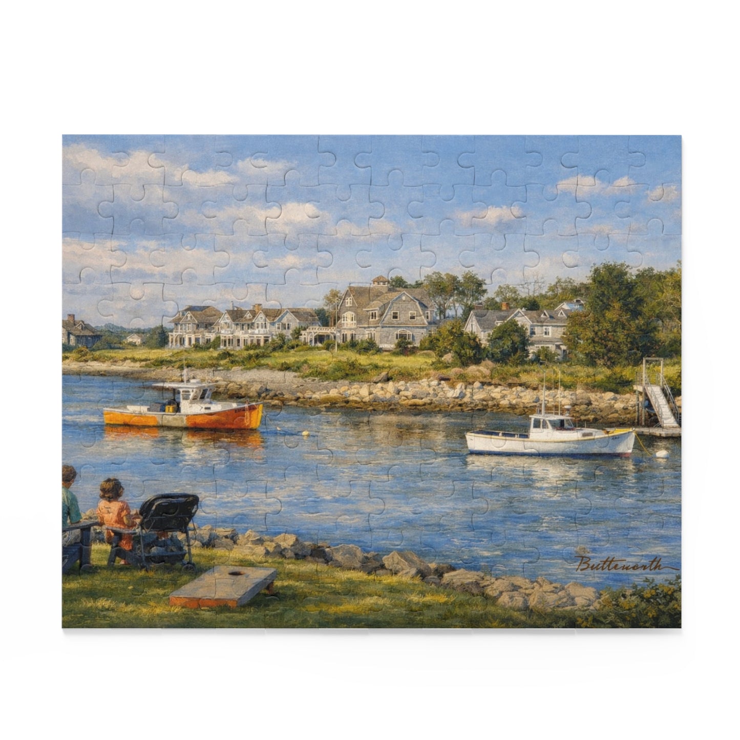 Kennebunkport Coastal Harbor Puzzle — Scenic Maine Beach Jigsaw (120/252/500 pc)