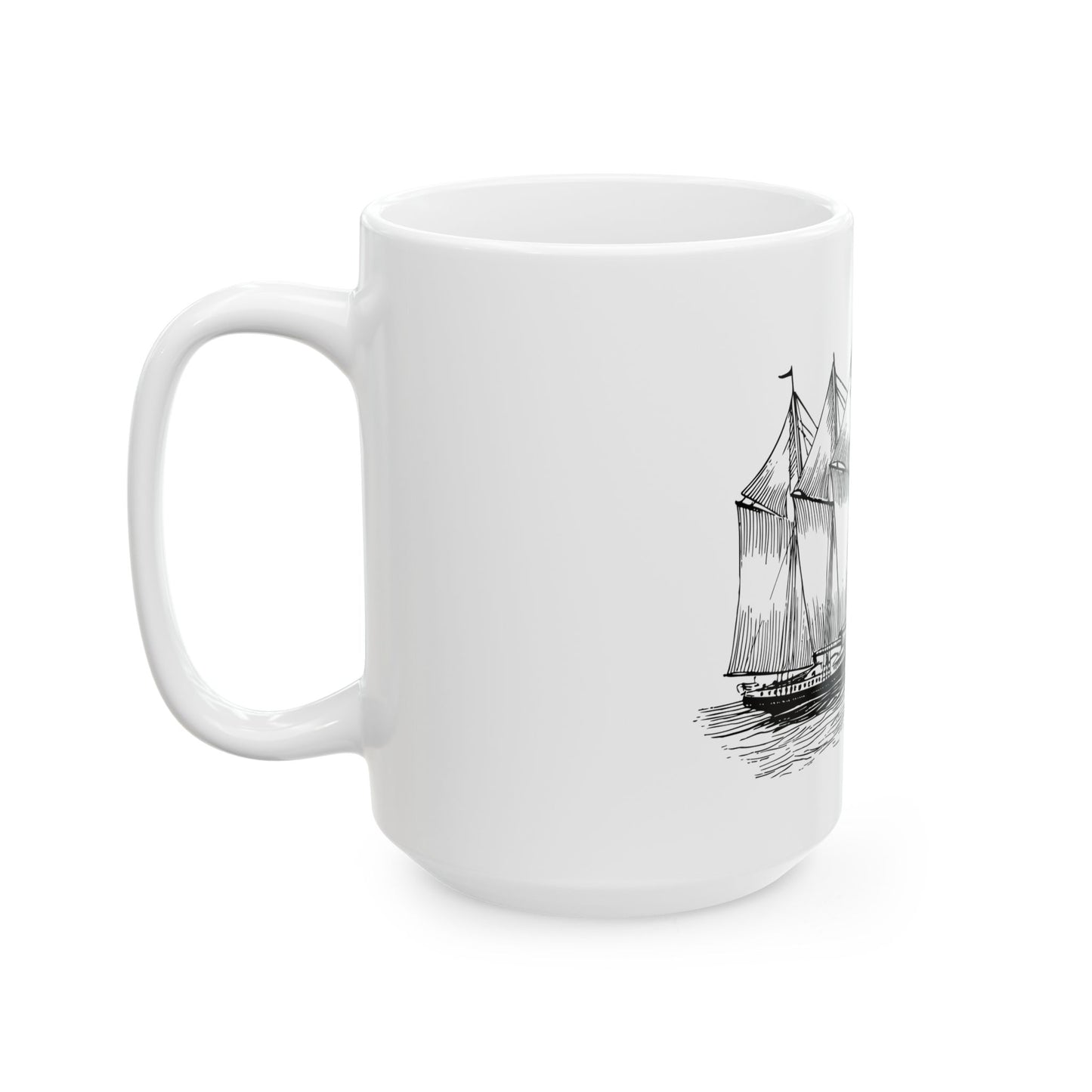 Nautical-Themed Ceramic Mug - Sailboat Design, Coffee Lovers Gift, Maritime Decor, Unique Tea Cup, Ideal for Boating Enthusiasts, Ocean