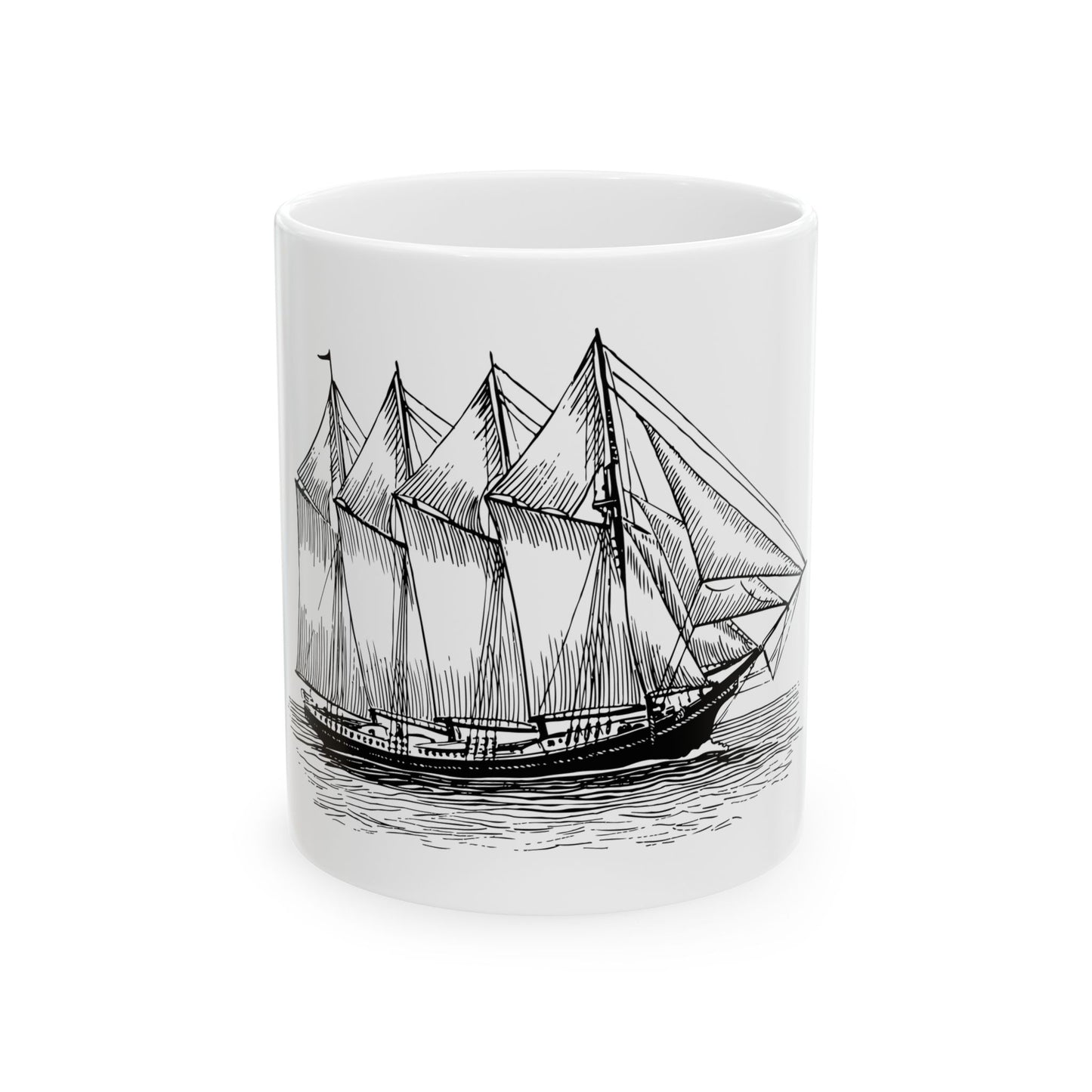Nautical-Themed Ceramic Mug - Sailboat Design, Coffee Lovers Gift, Maritime Decor, Unique Tea Cup, Ideal for Boating Enthusiasts, Ocean