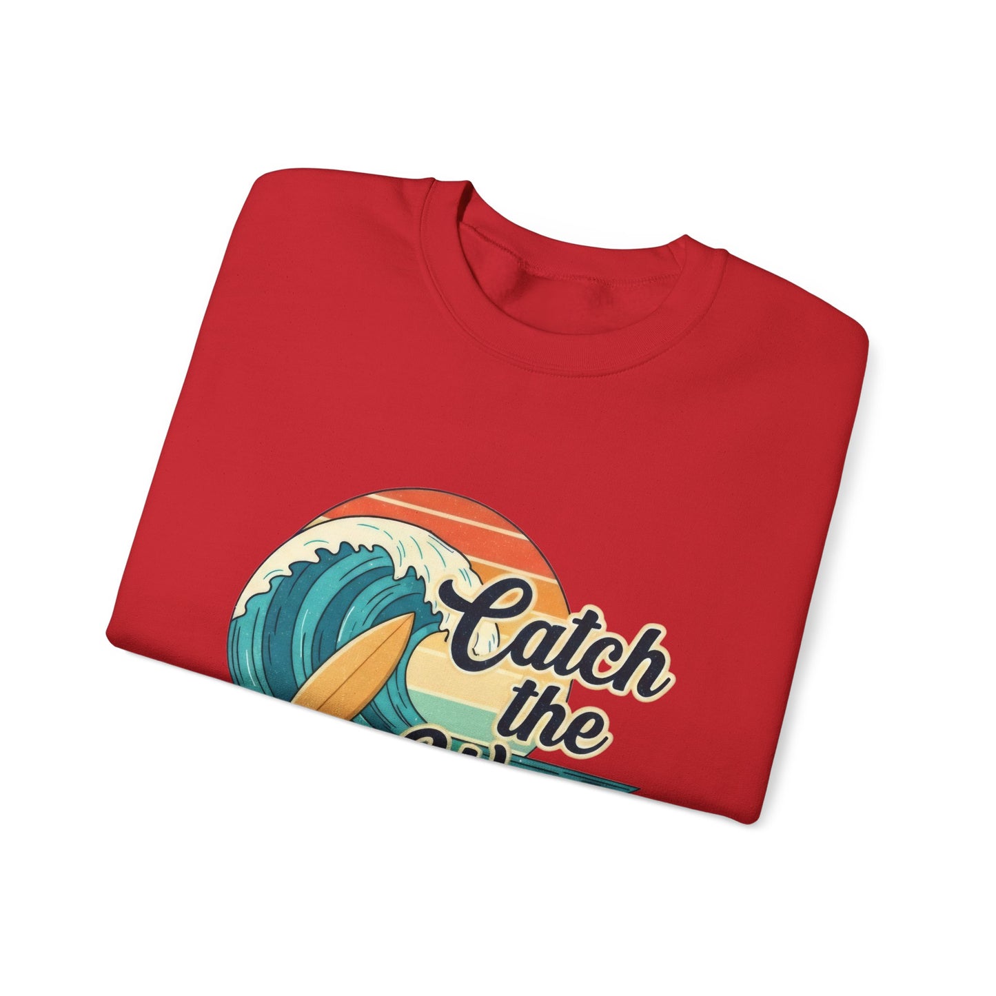 Catch the Wave Crewneck Sweatshirt — Retro Surf Graphic Pullover