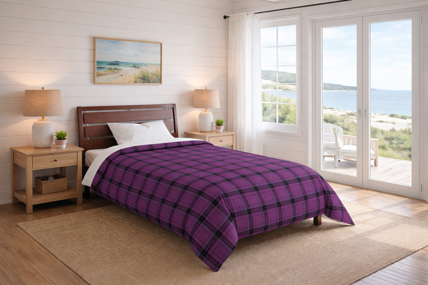 Plaid Comforter — Purple & Black Tartan Bedding