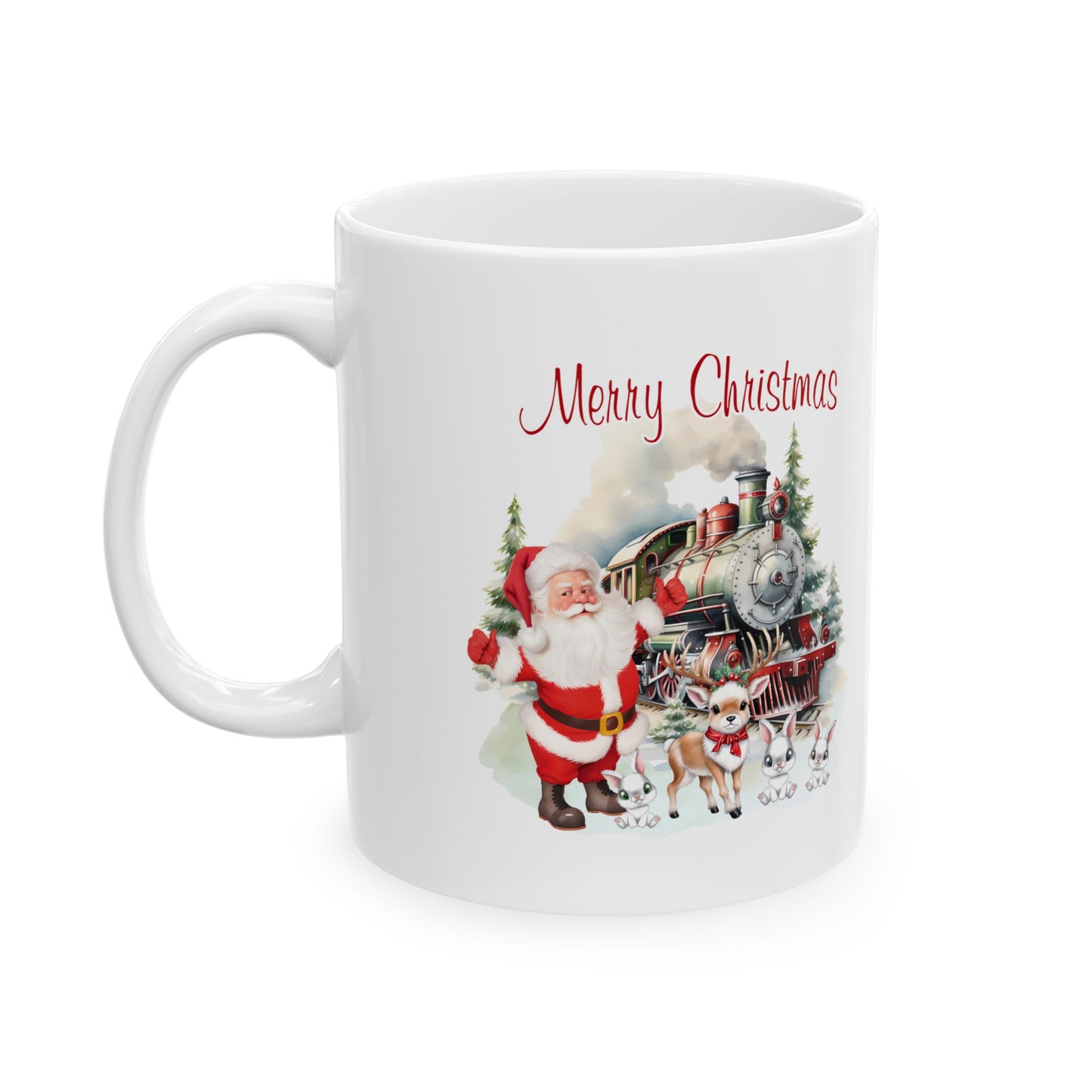 Santa Christmas Ceramic Mug, Reindeer Coffee Cup, Holiday Drinkware, Festive Tea Mug, Christmas Gift Idea