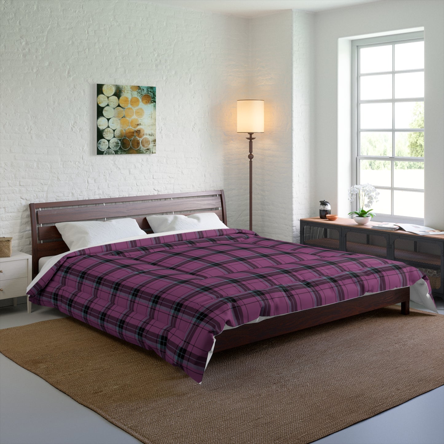 Plaid Comforter — Purple & Black Tartan Bedding