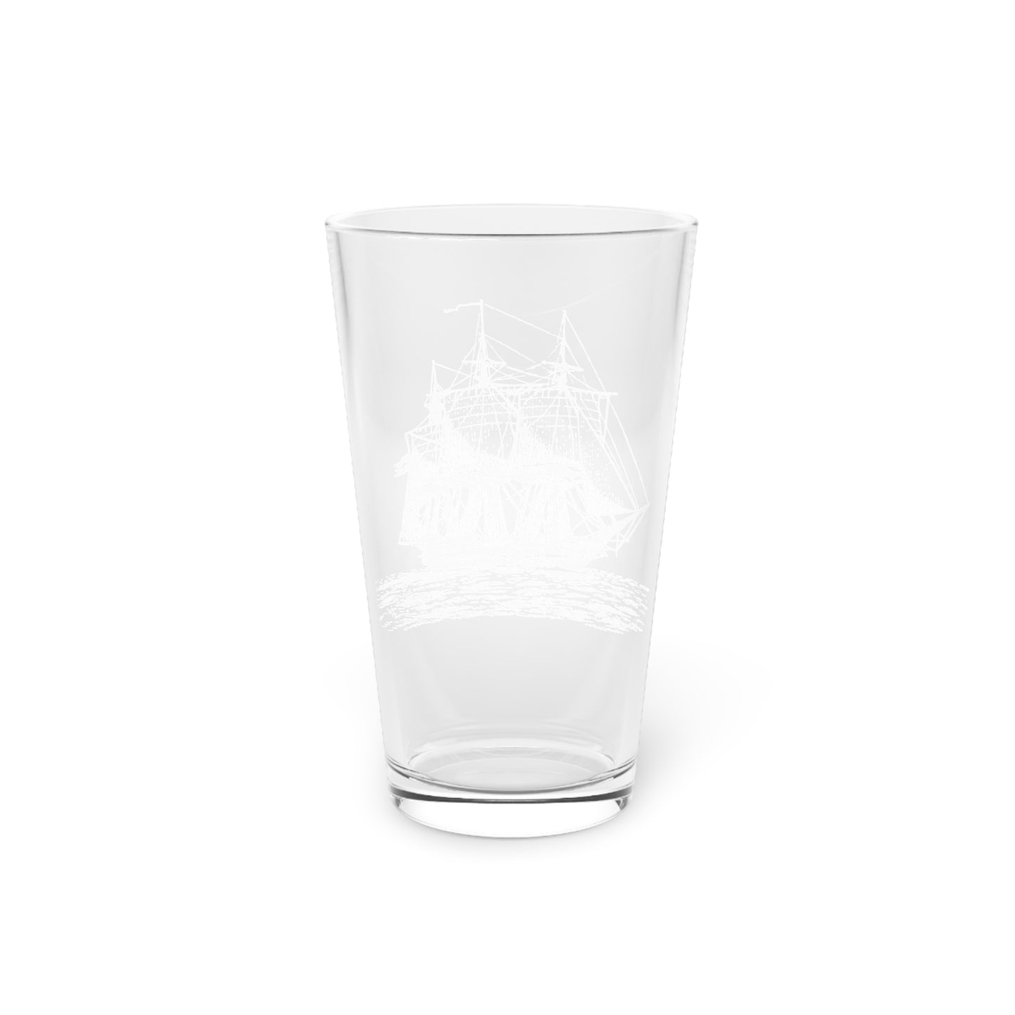 Nautical Sailing Ship Pint Glass — 16oz Beer Glass