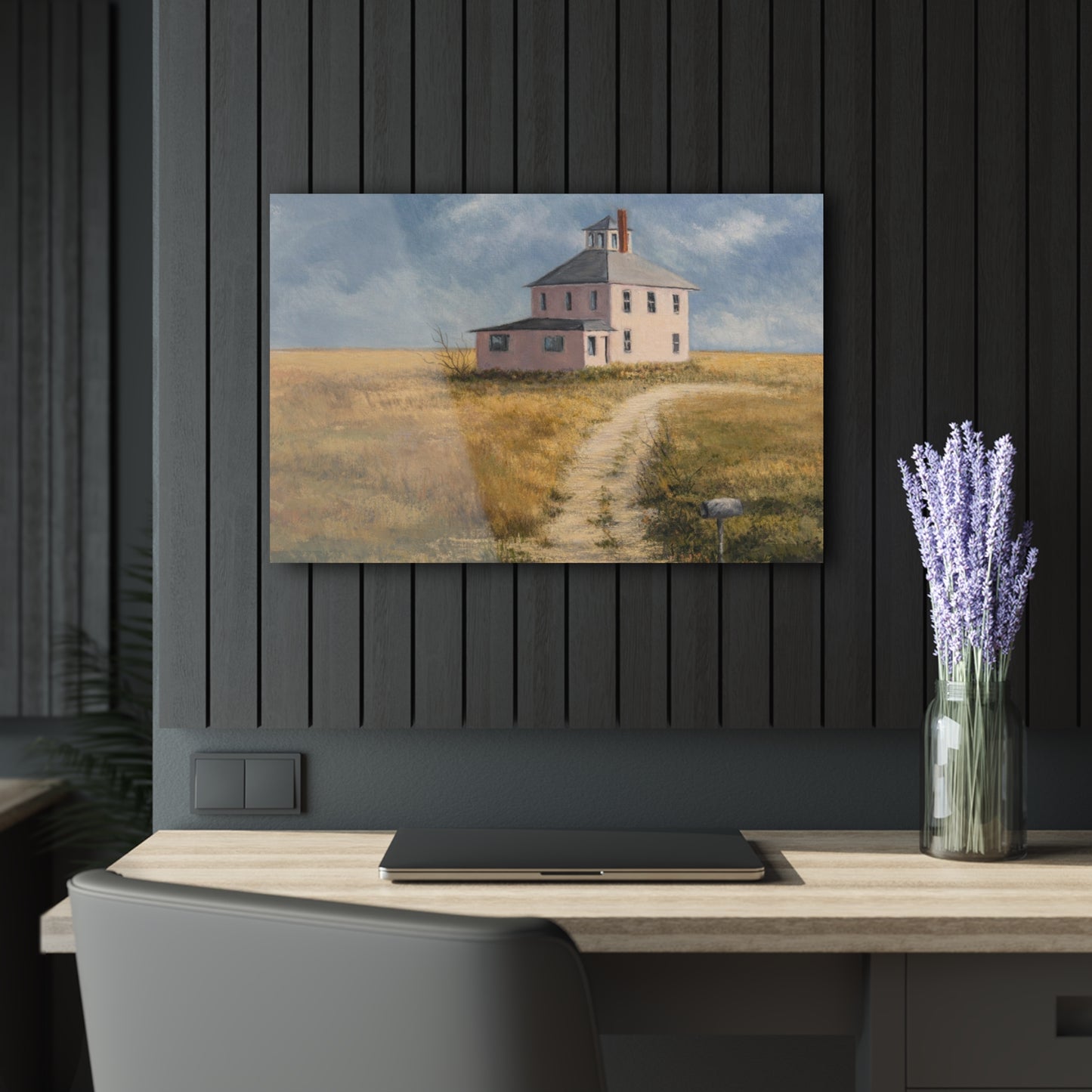 Acrylic Print — 'Sunrise Path to the Pink House' Coastal Farmhouse (French Cleat)