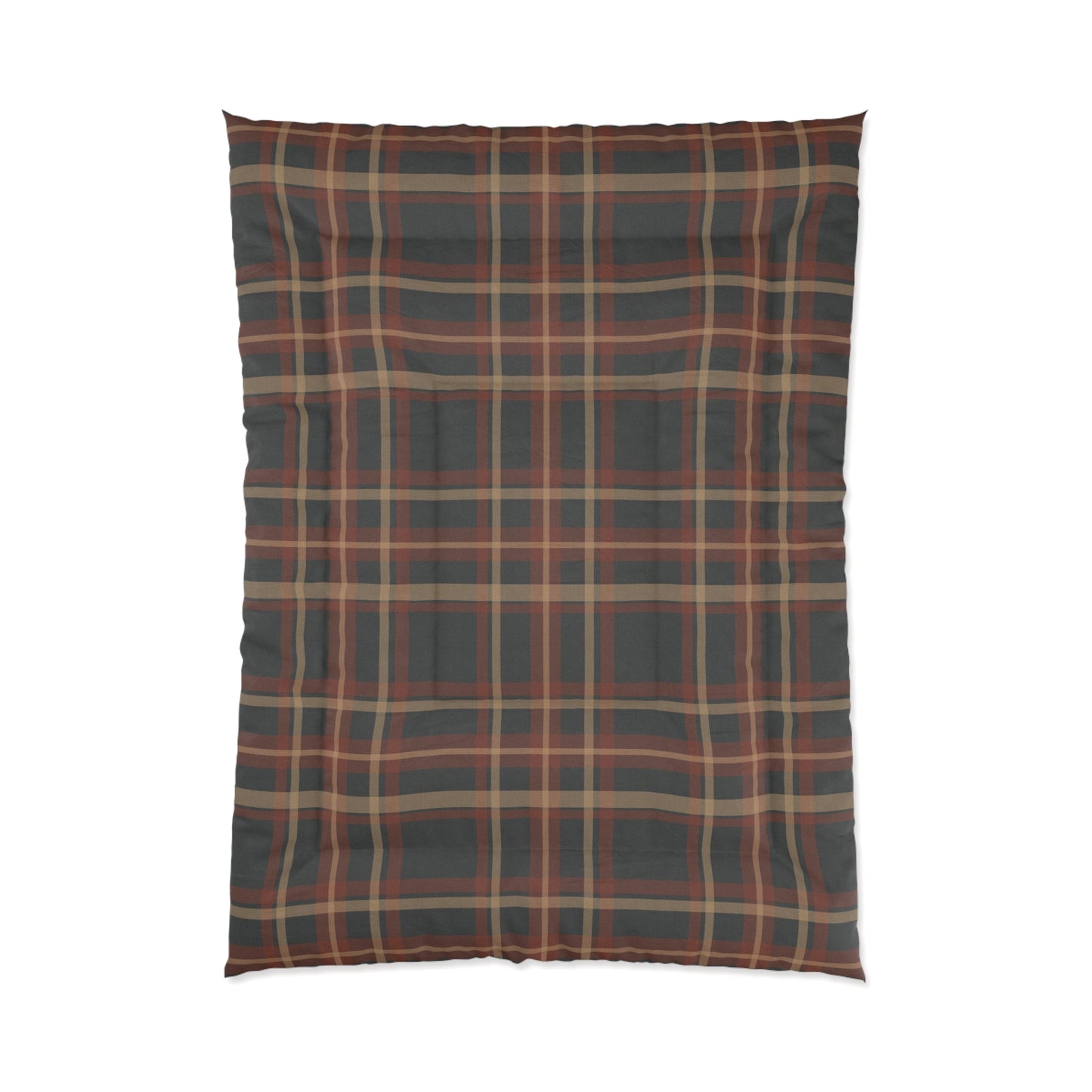 Rustic Brown & Navy Tartan Plaid Comforter — Cozy Rustic Bedding