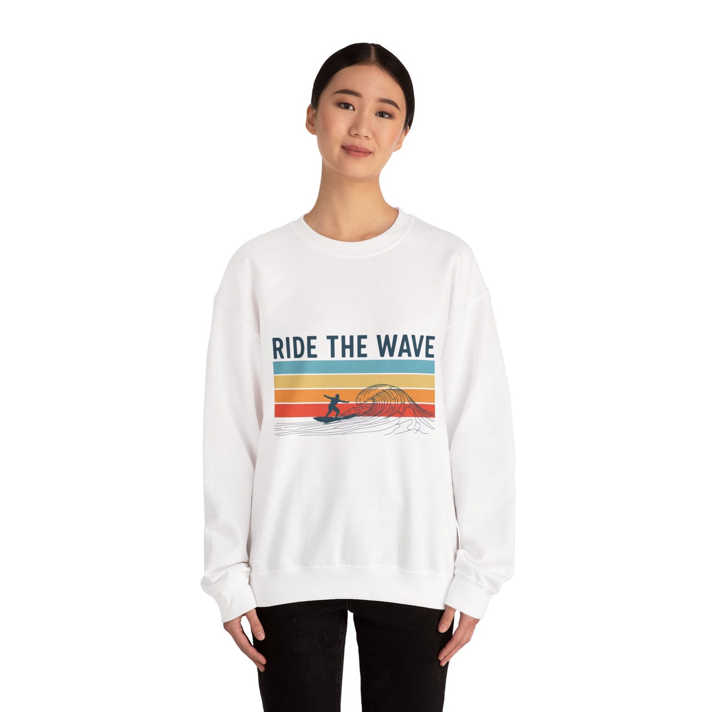 Ride the Wave Crewneck Sweatshirt — Retro Surf Wave Action