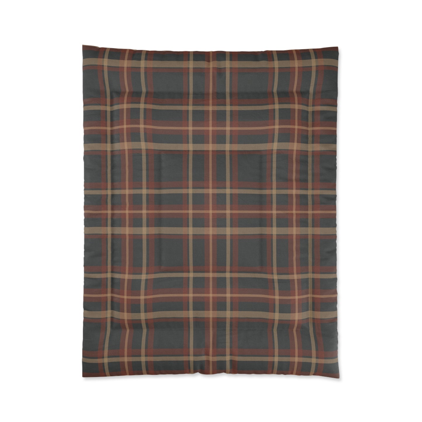 Rustic Brown & Navy Tartan Plaid Comforter — Cozy Rustic Bedding