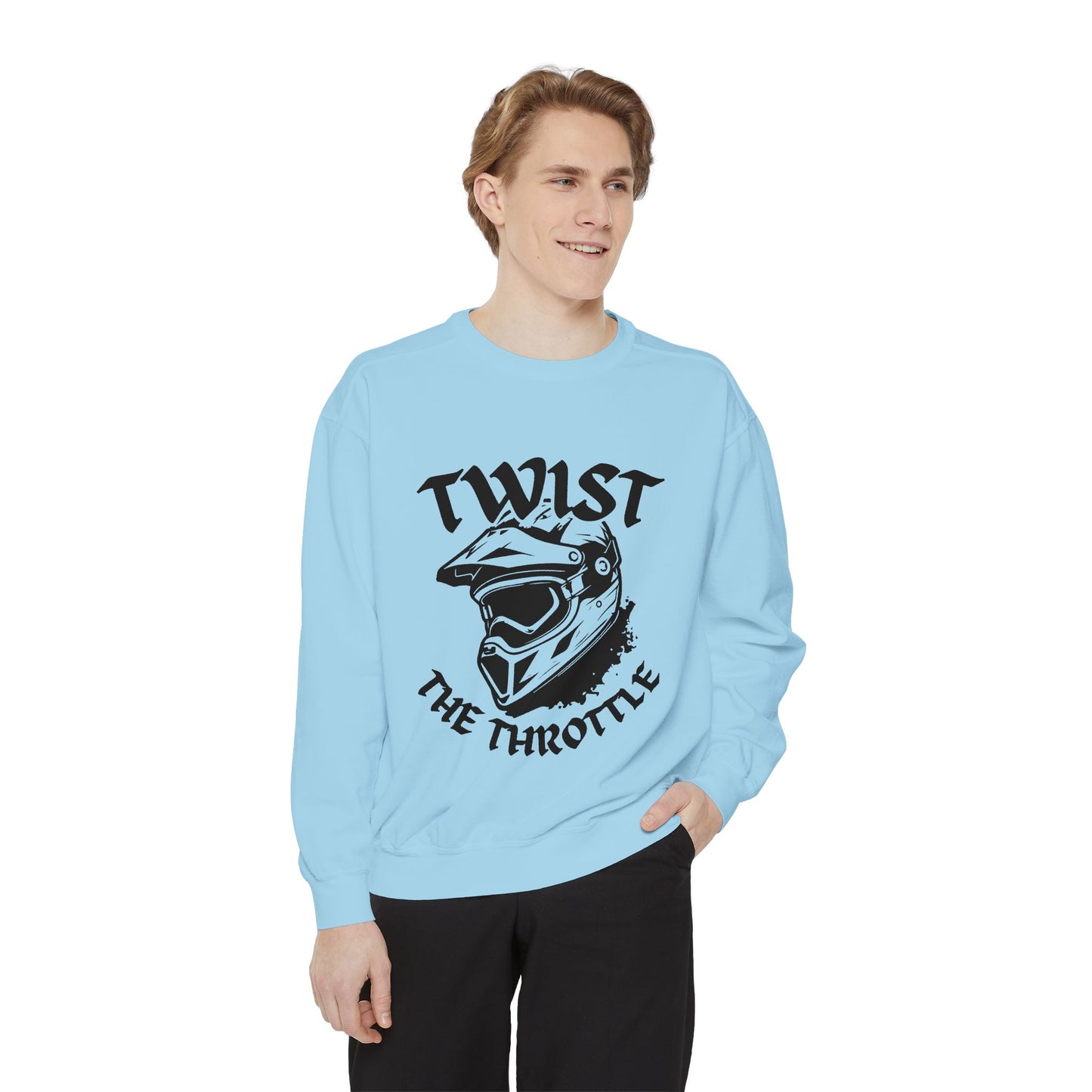 Twist the Throttle Motorcycle Helmet Sweatshirt — Biker Graphic Pullover