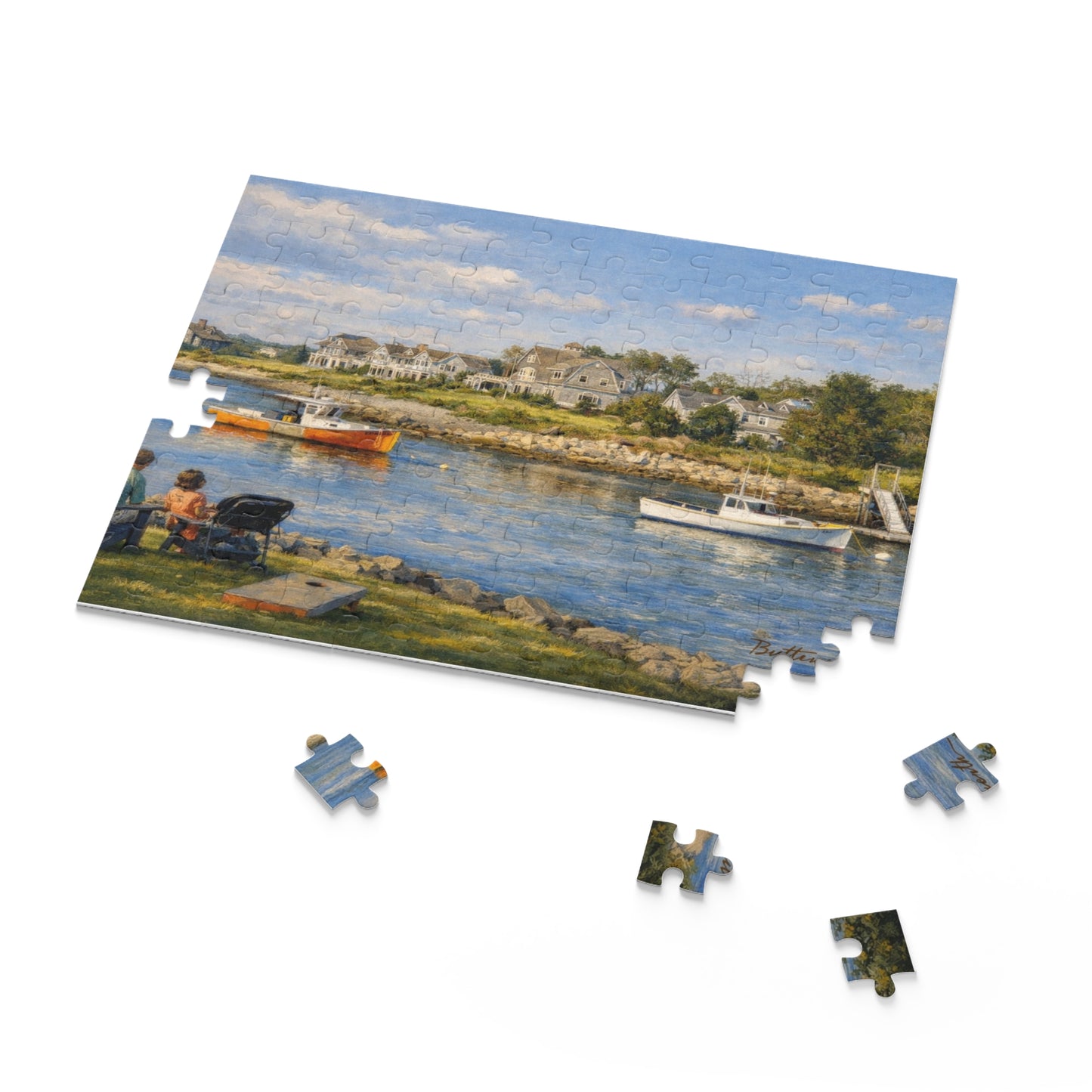 Kennebunkport Coastal Harbor Puzzle — Scenic Maine Beach Jigsaw (120/252/500 pc)