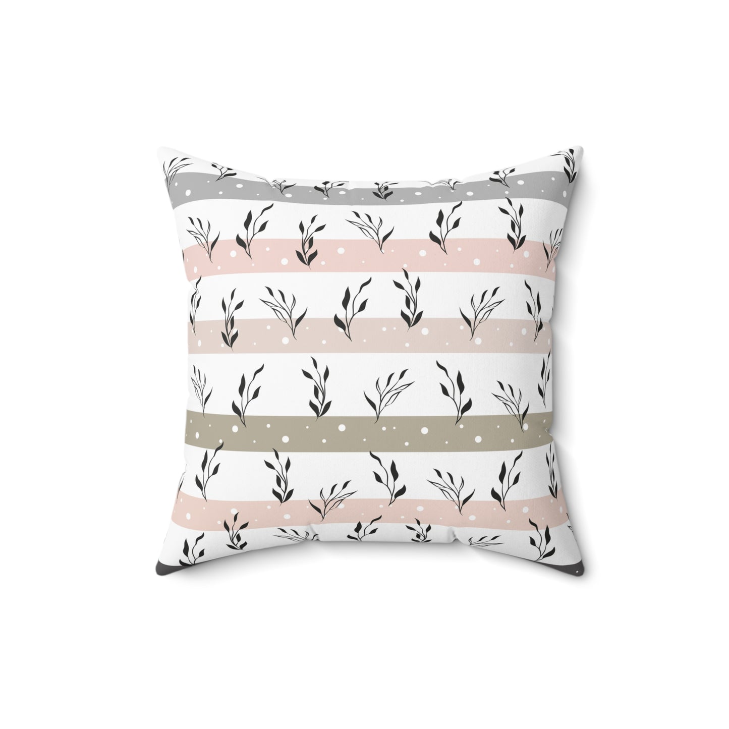 Botanical Leaf Striped Throw Pillow — Blush & Sage Decorative Cushion