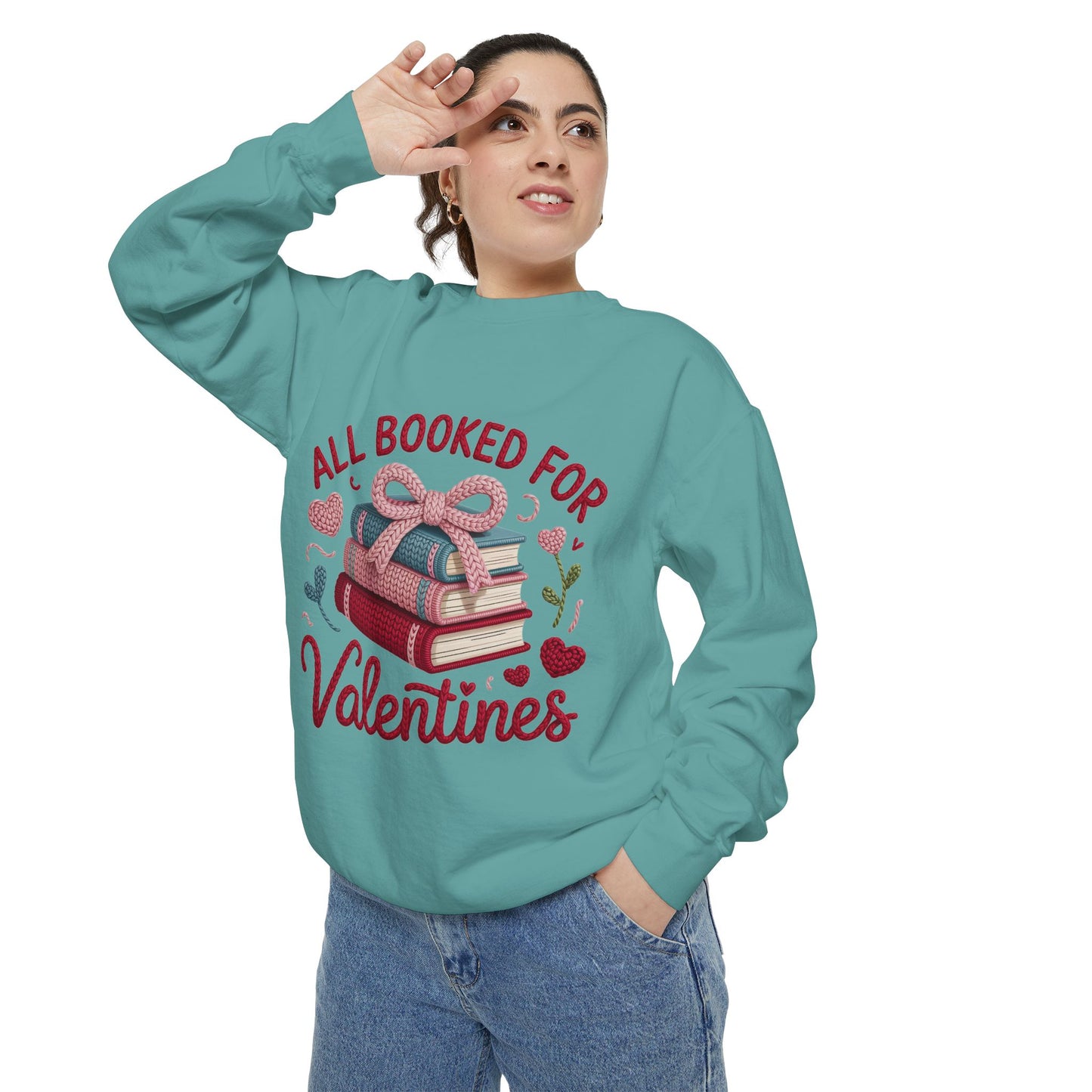 Valentine's 'All Booked for Valentines' Book Lover Sweatshirt