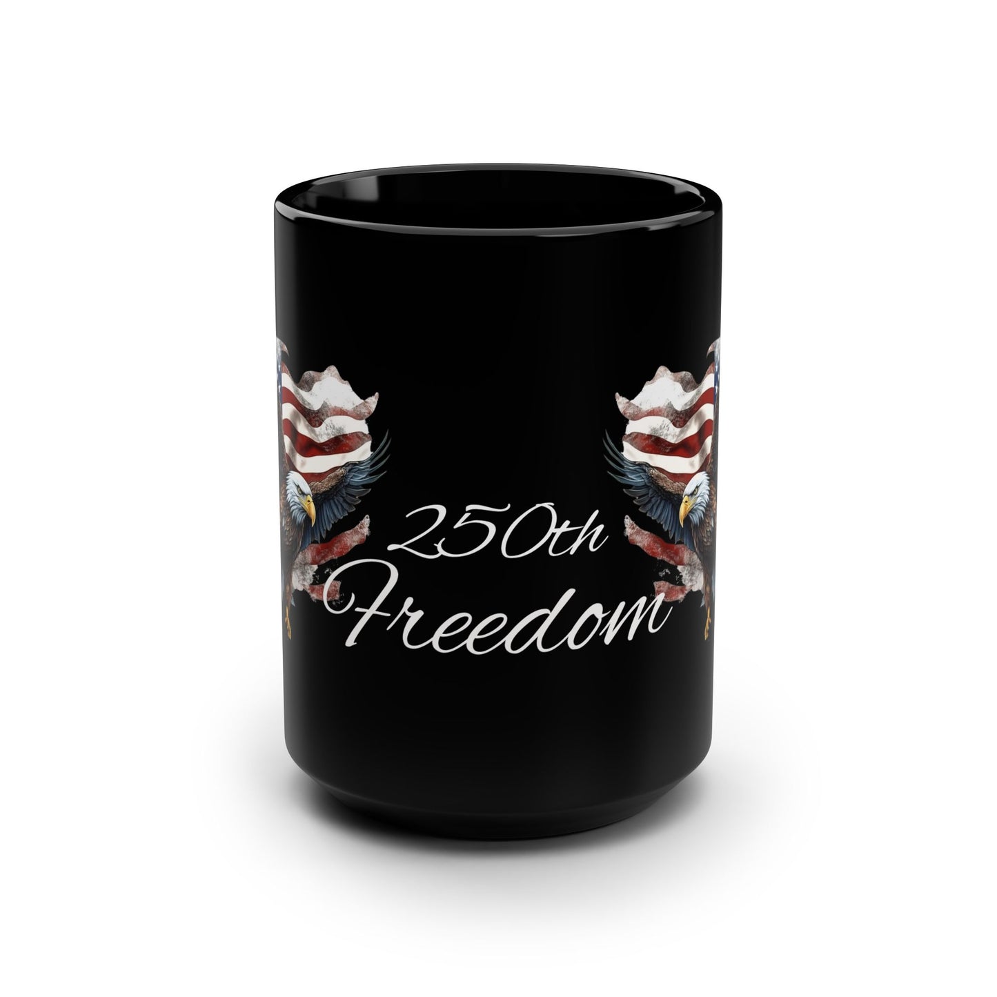 American Flag Eagle 250th Freedom Mug | Black Ceramic Mug