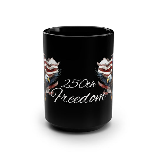 American Flag Eagle 250th Freedom Mug | Black Ceramic Mug