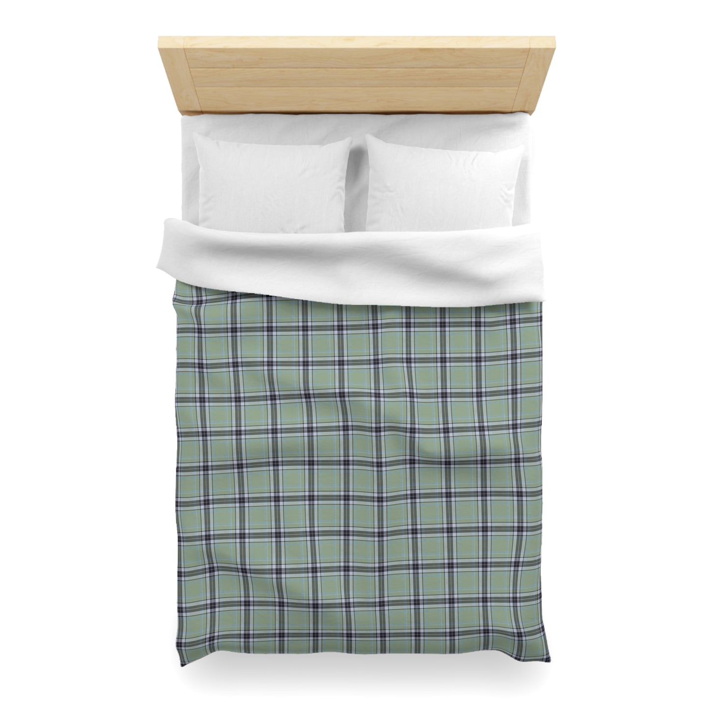 Green Plaid Pattern Microfiber Duvet Cover | Tartan Check Bedding