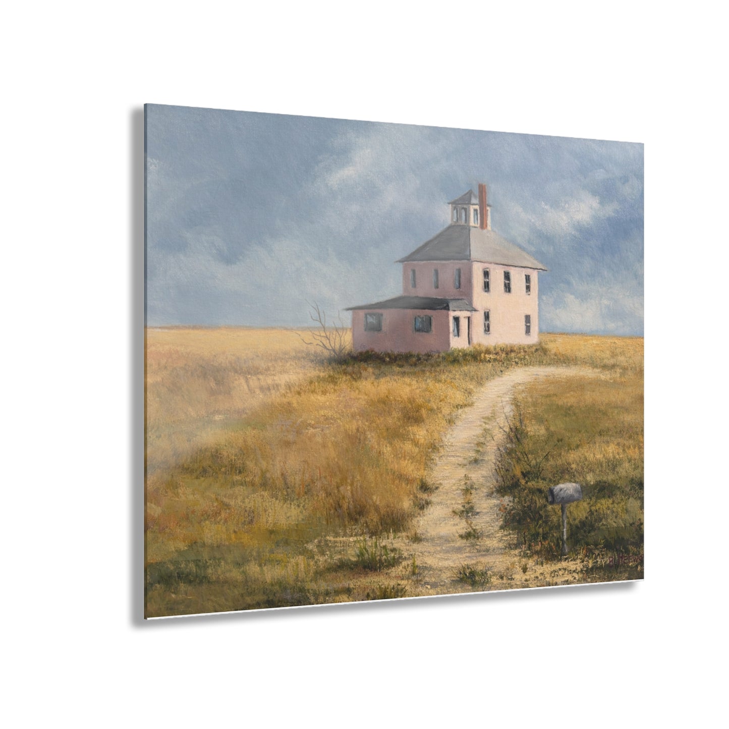 Acrylic Print — 'Sunrise Path to the Pink House' Coastal Farmhouse (French Cleat)