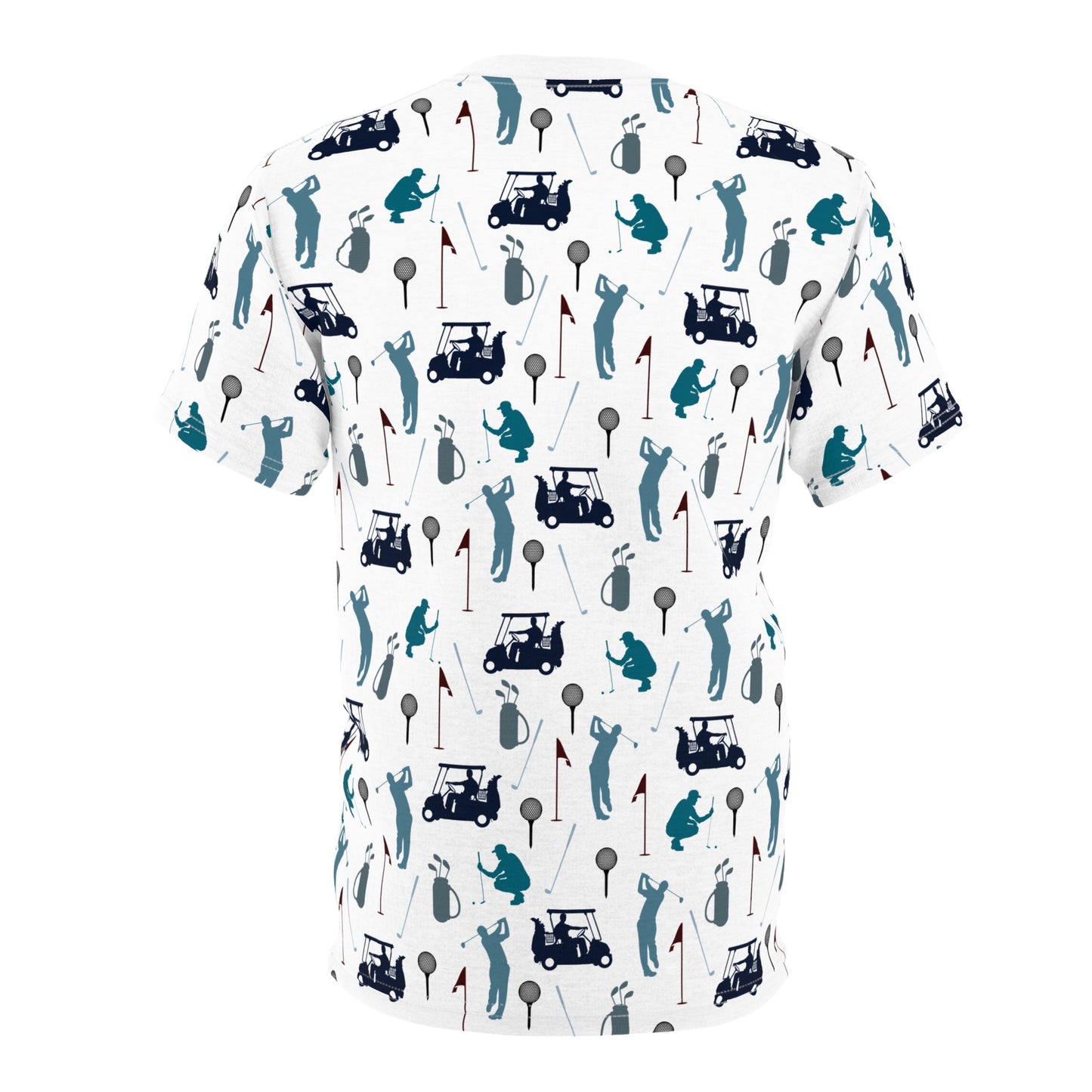 Golf Pattern Tee | All-Over Print Golfers, Clubs, Carts