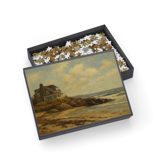 Kennebunk Beach Coastal Cottage Puzzle — Vintage Seaside Jigsaw (96–1000 Pieces)