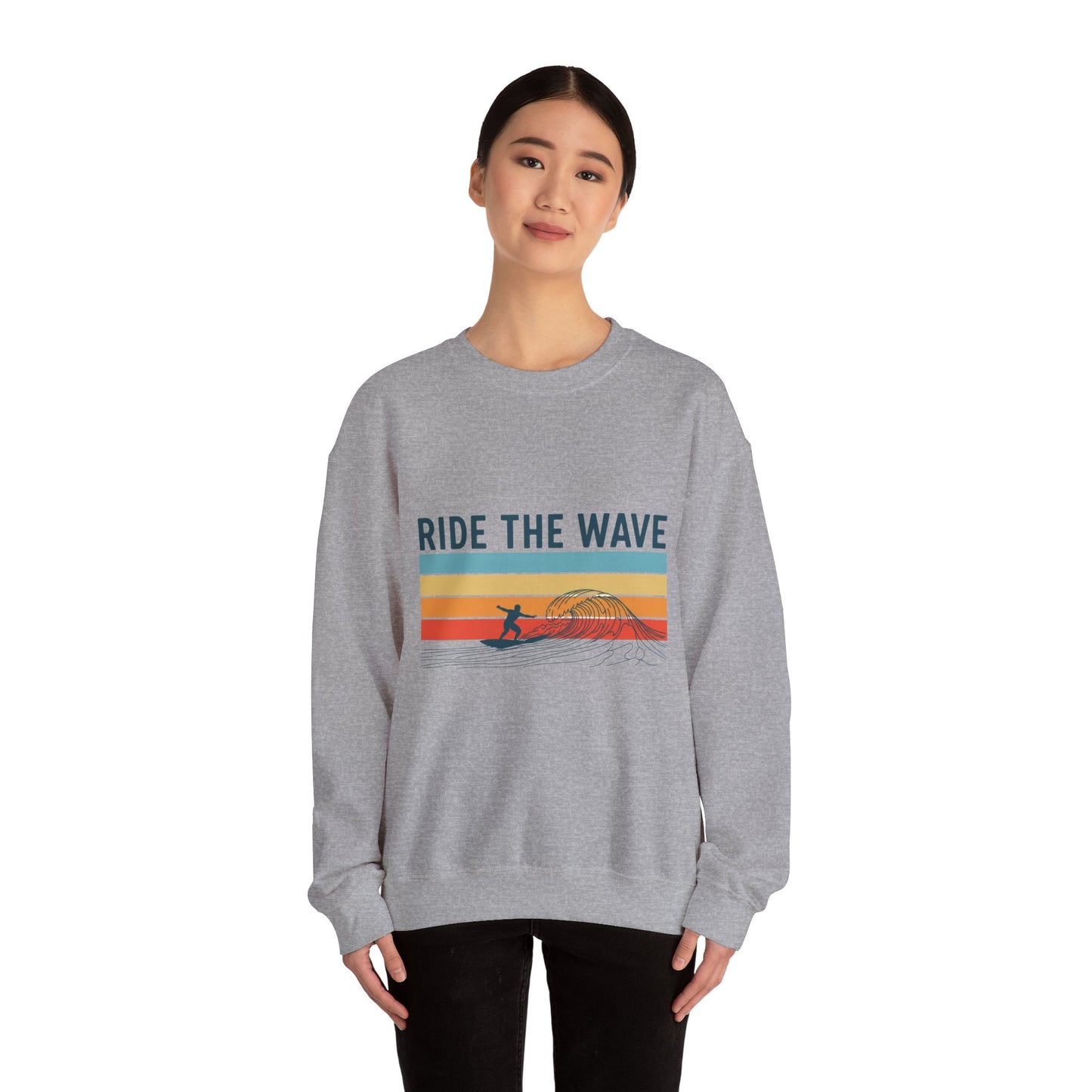 Ride the Wave Crewneck Sweatshirt — Retro Surf Wave Action