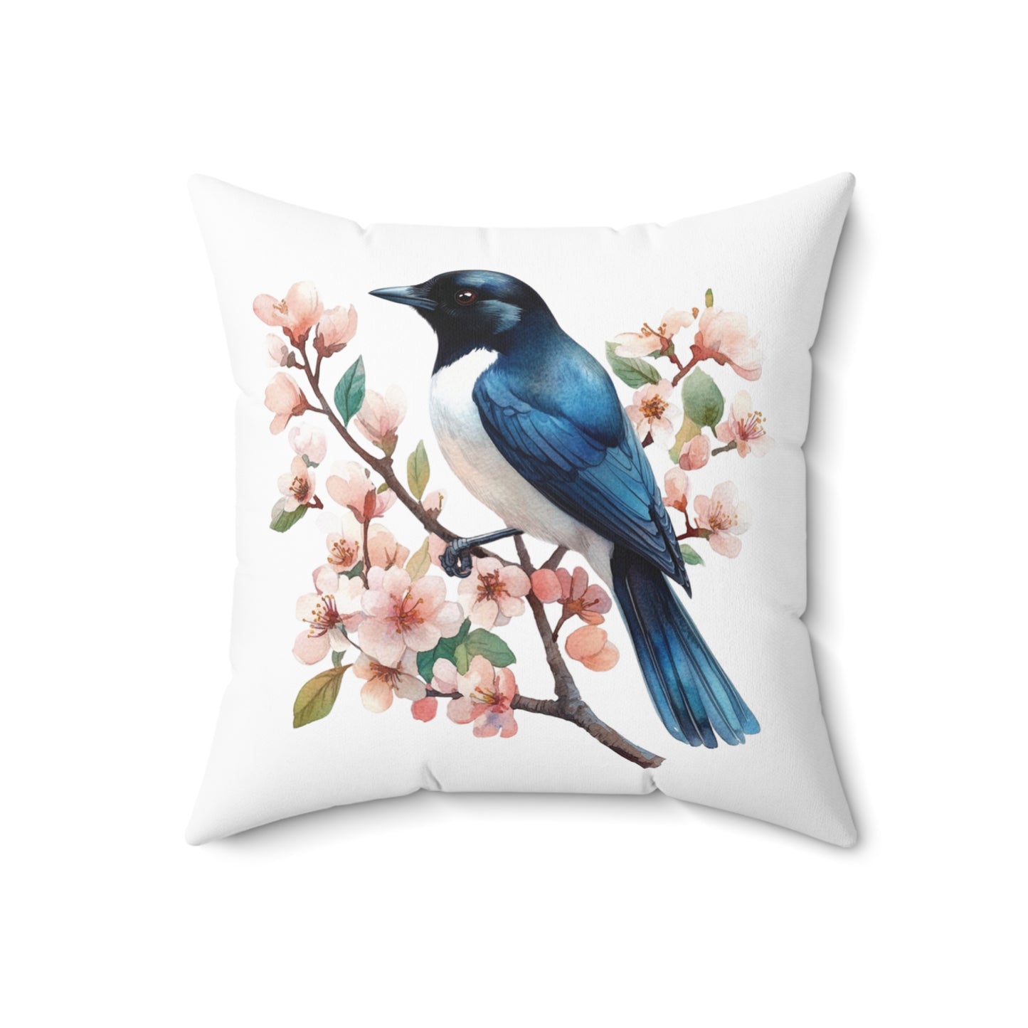 Bird Lovers Spun Polyester Throw Pillow — Decorative Square Home Decor