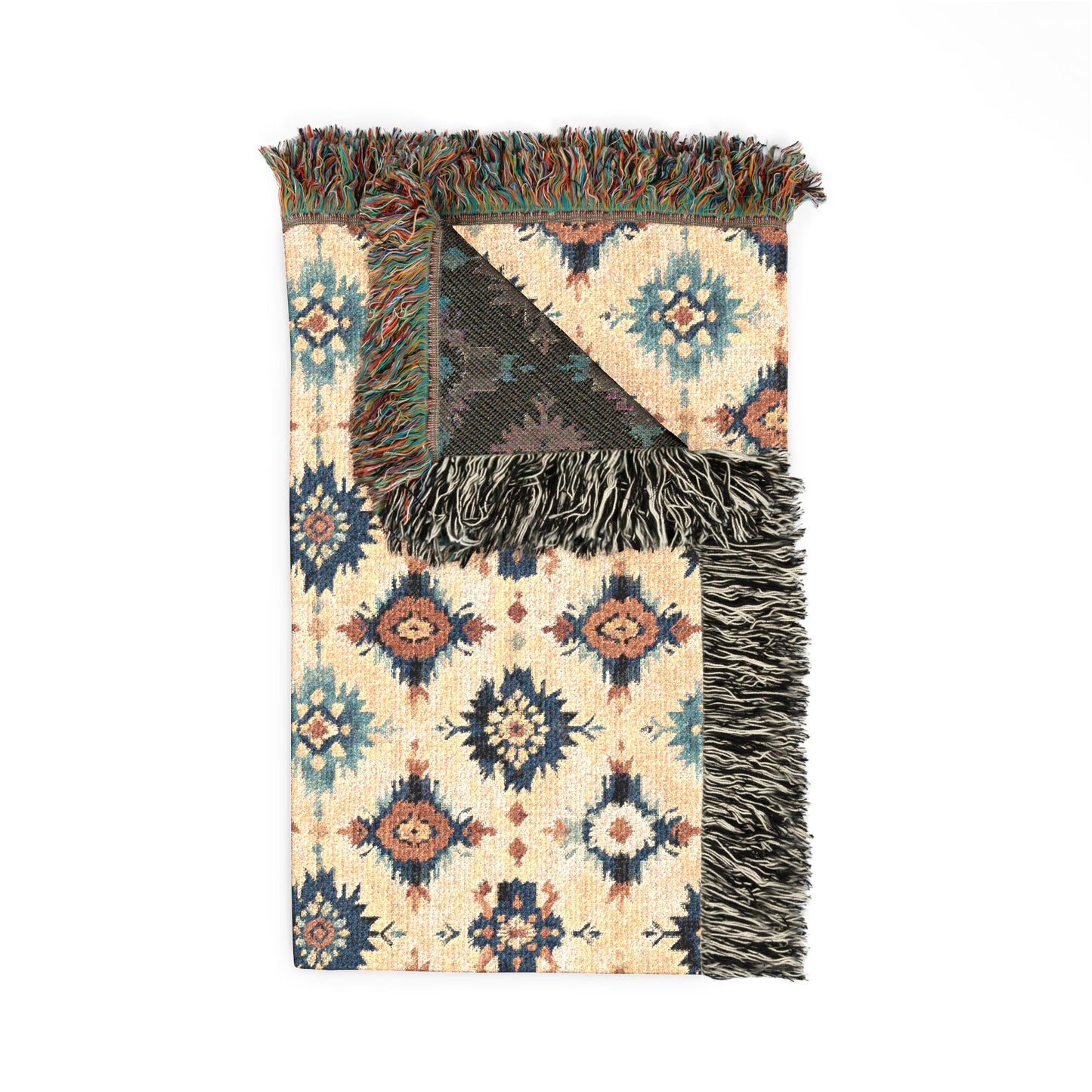 Bohemian Woven Blanket — Reversible Moroccan Tile Throw