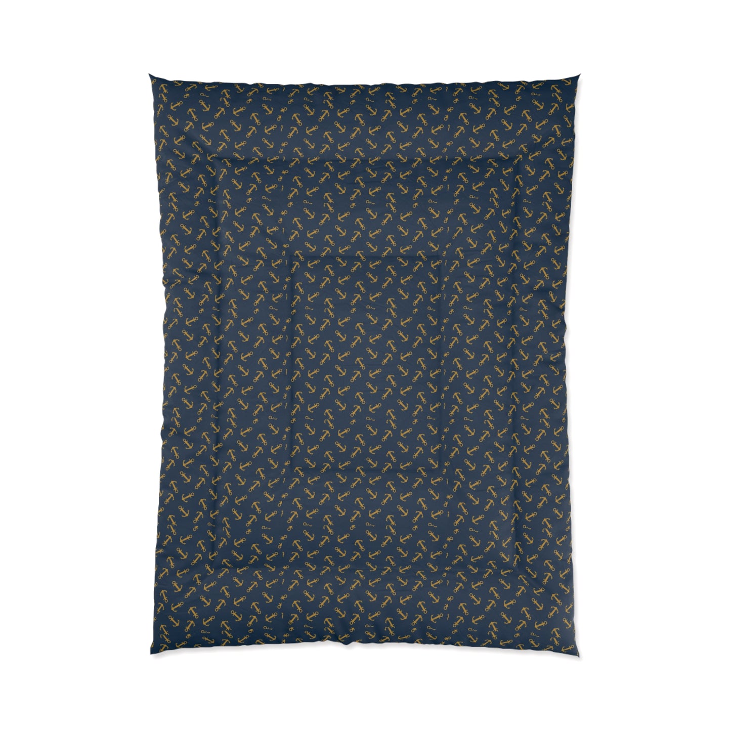 Navy & Gold Anchor Comforter — Nautical Anchor Pattern Bedspread