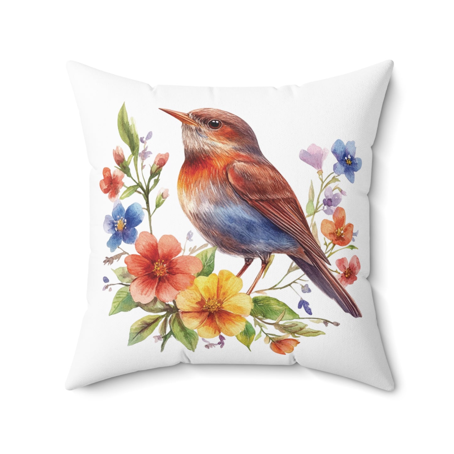 Bird Lovers Spun Polyester Throw Pillow — Decorative Square Home Decor