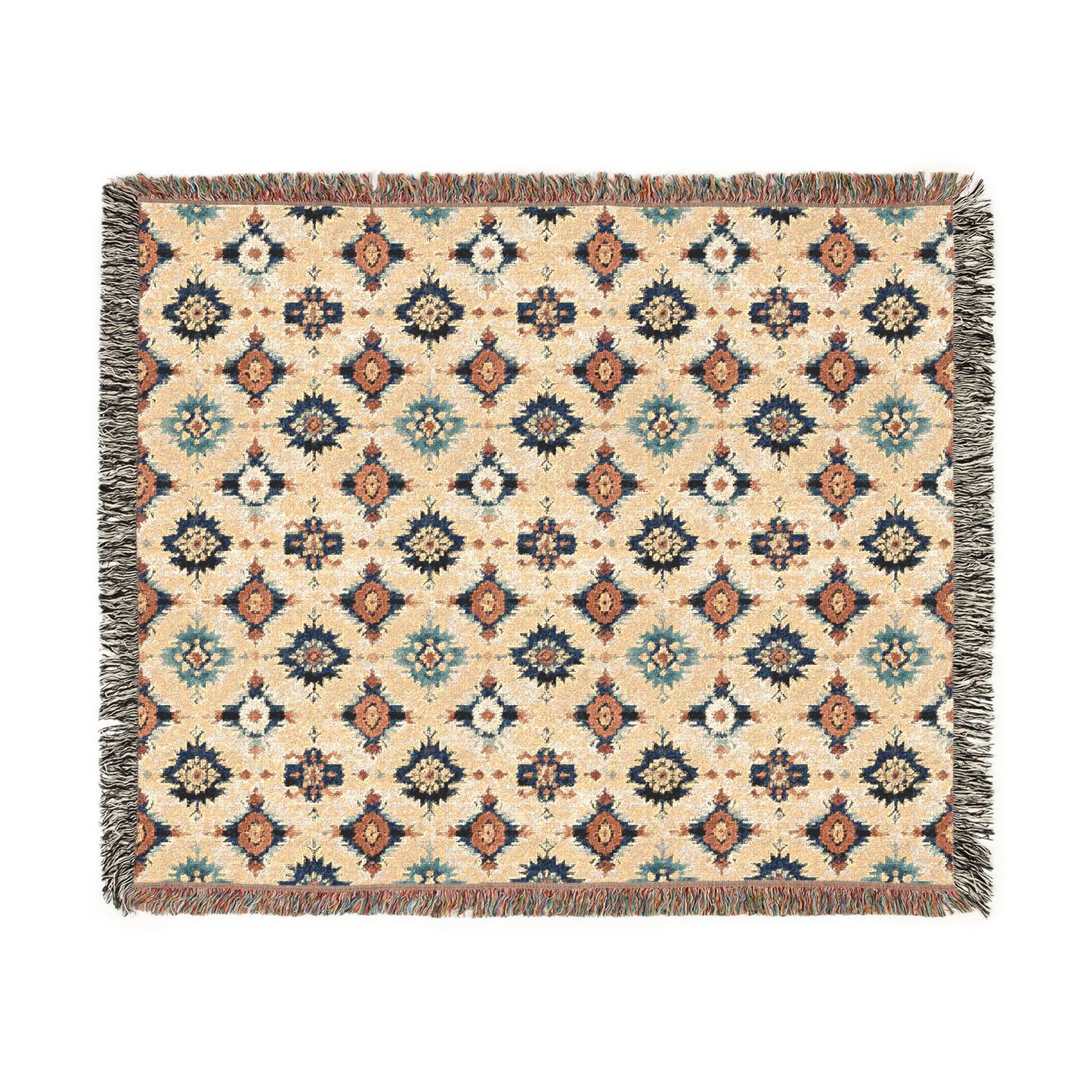 Bohemian Woven Blanket — Reversible Moroccan Tile Throw