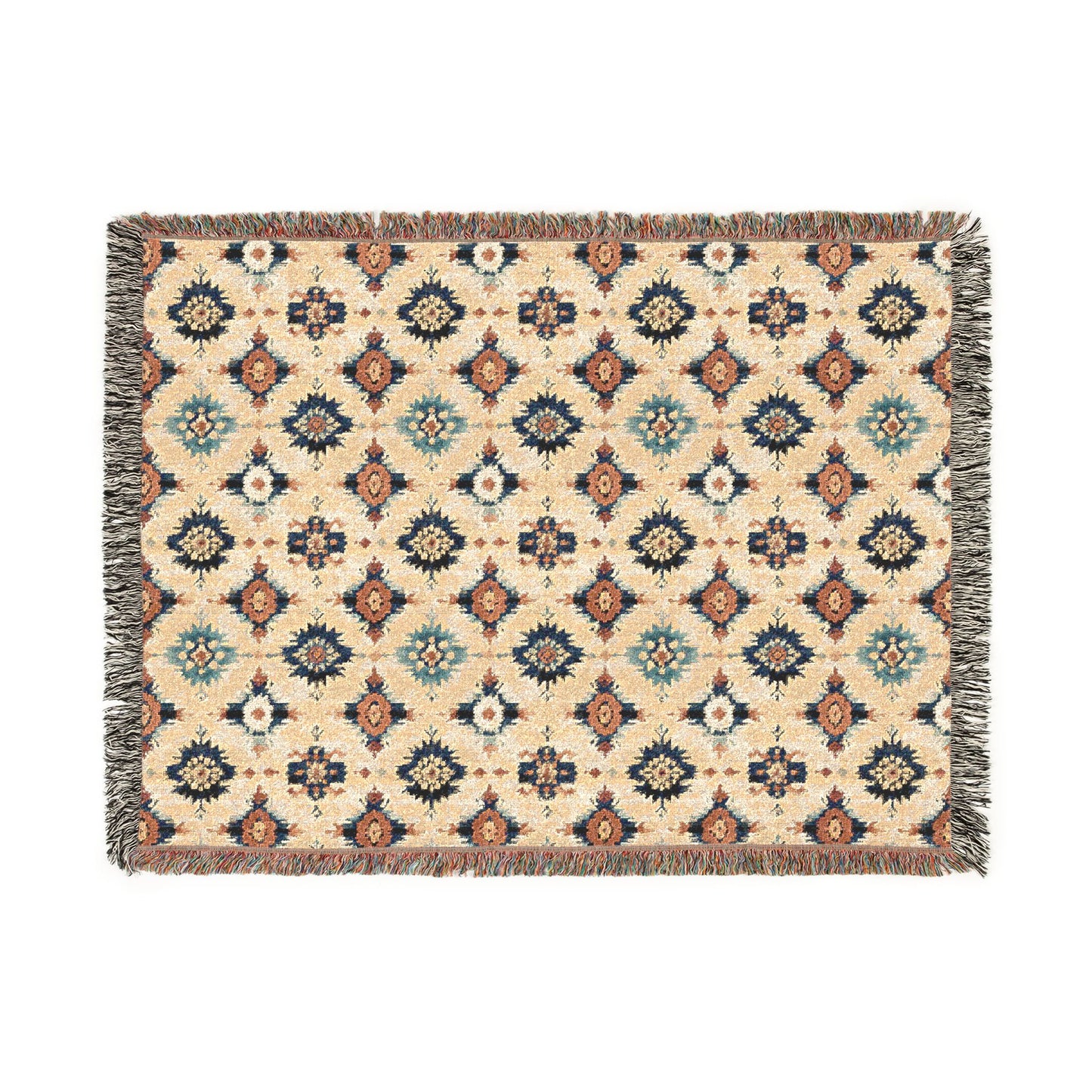 Bohemian Woven Blanket — Reversible Moroccan Tile Throw