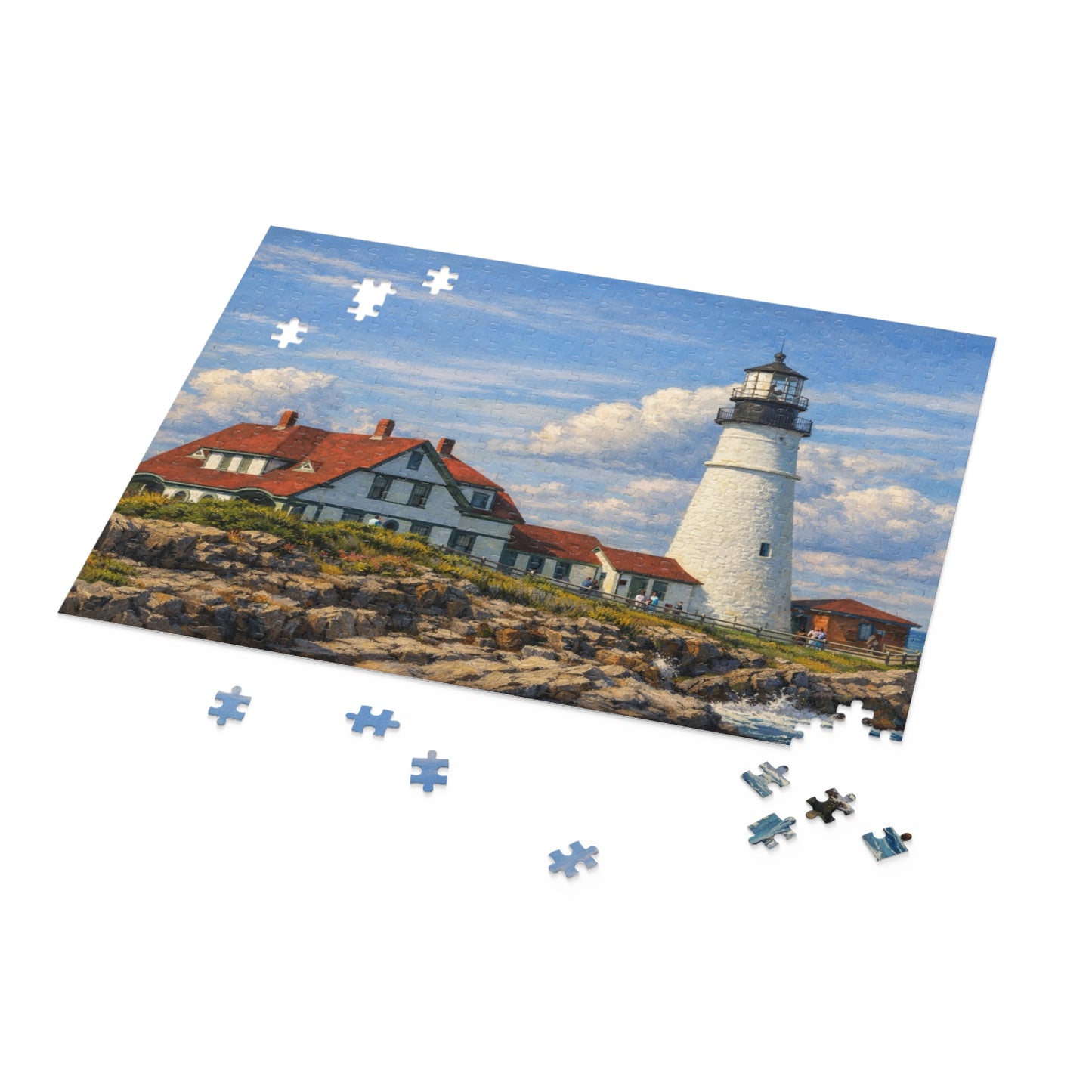 Portland Maine Lighthouse Jigsaw Puzzle — 120/252/500-Piece Coastal Scenic Puzzle