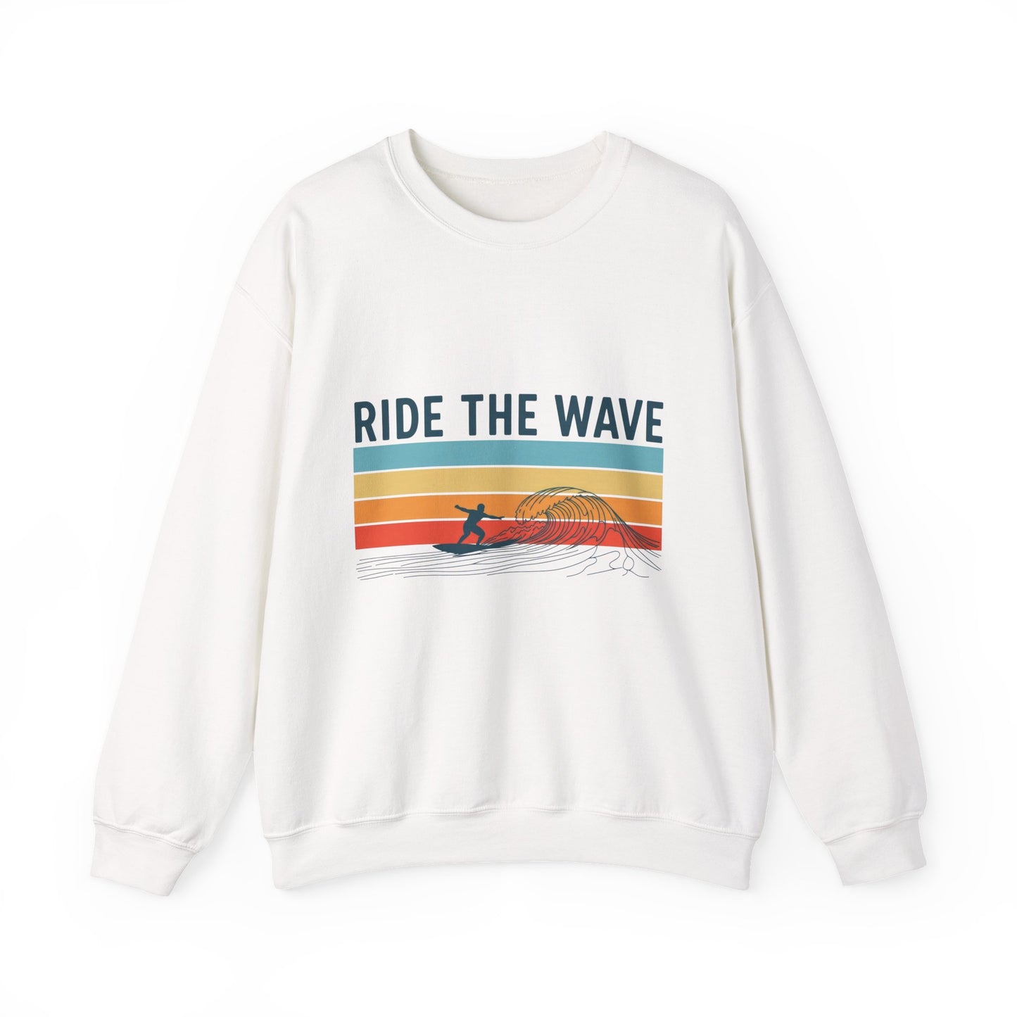 Ride the Wave Crewneck Sweatshirt — Retro Surf Wave Action