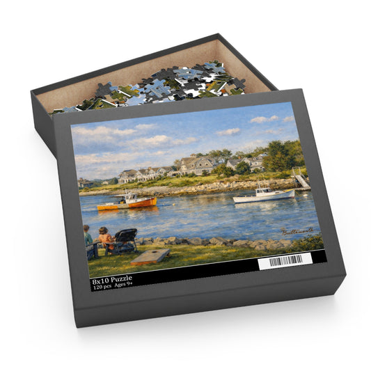 Kennebunkport Coastal Harbor Puzzle — Scenic Maine Beach Jigsaw (120/252/500 pc)