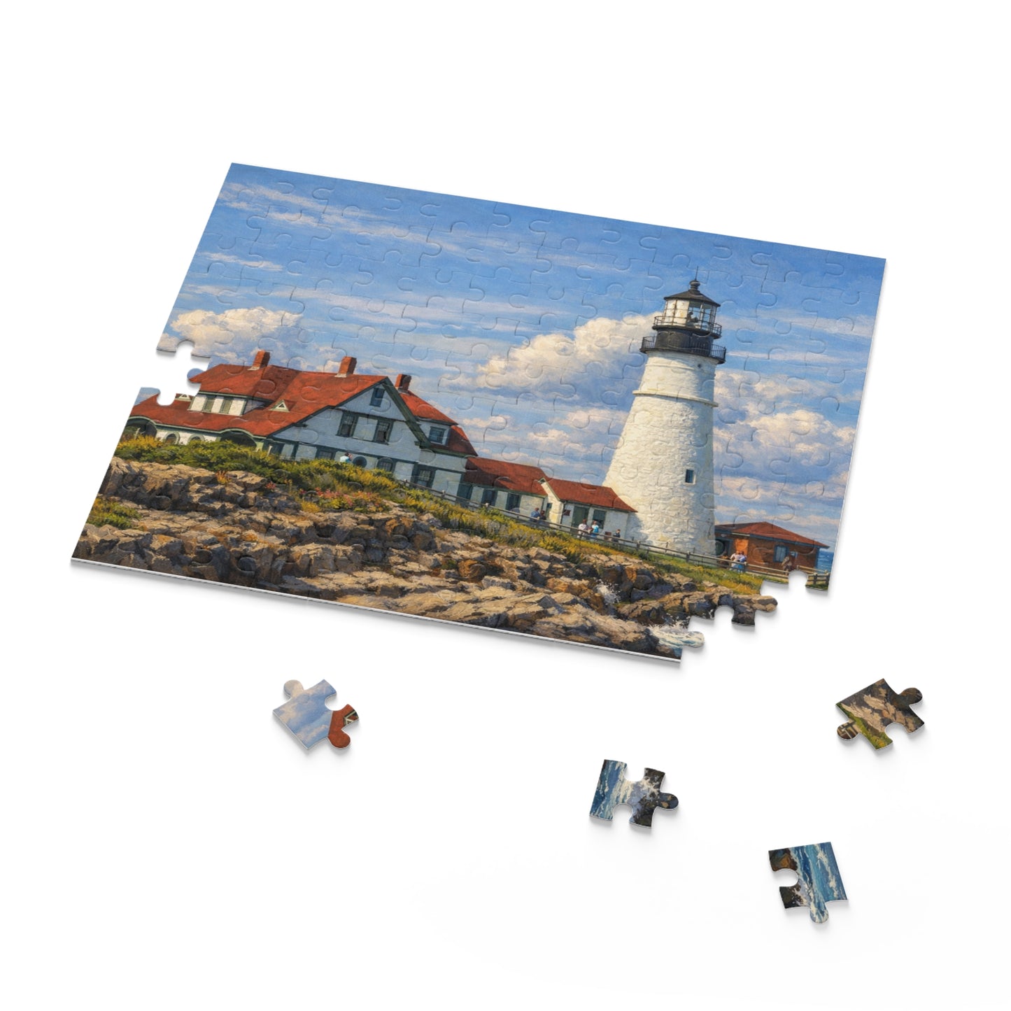Portland Maine Lighthouse Jigsaw Puzzle — 120/252/500-Piece Coastal Scenic Puzzle