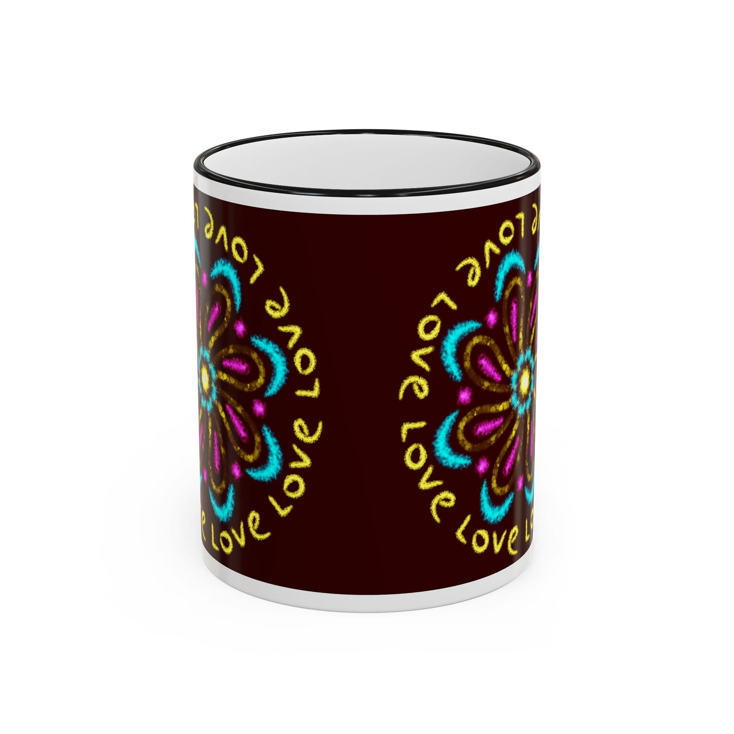 Love Mandala Accent Rim Mug — Ceramic 11oz/15oz
