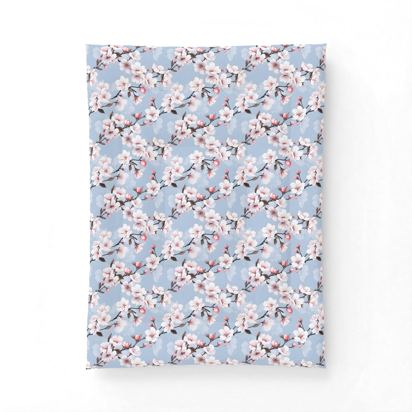 Cherry Blossom Cotton Comforter — Floral Blue Bedspread
