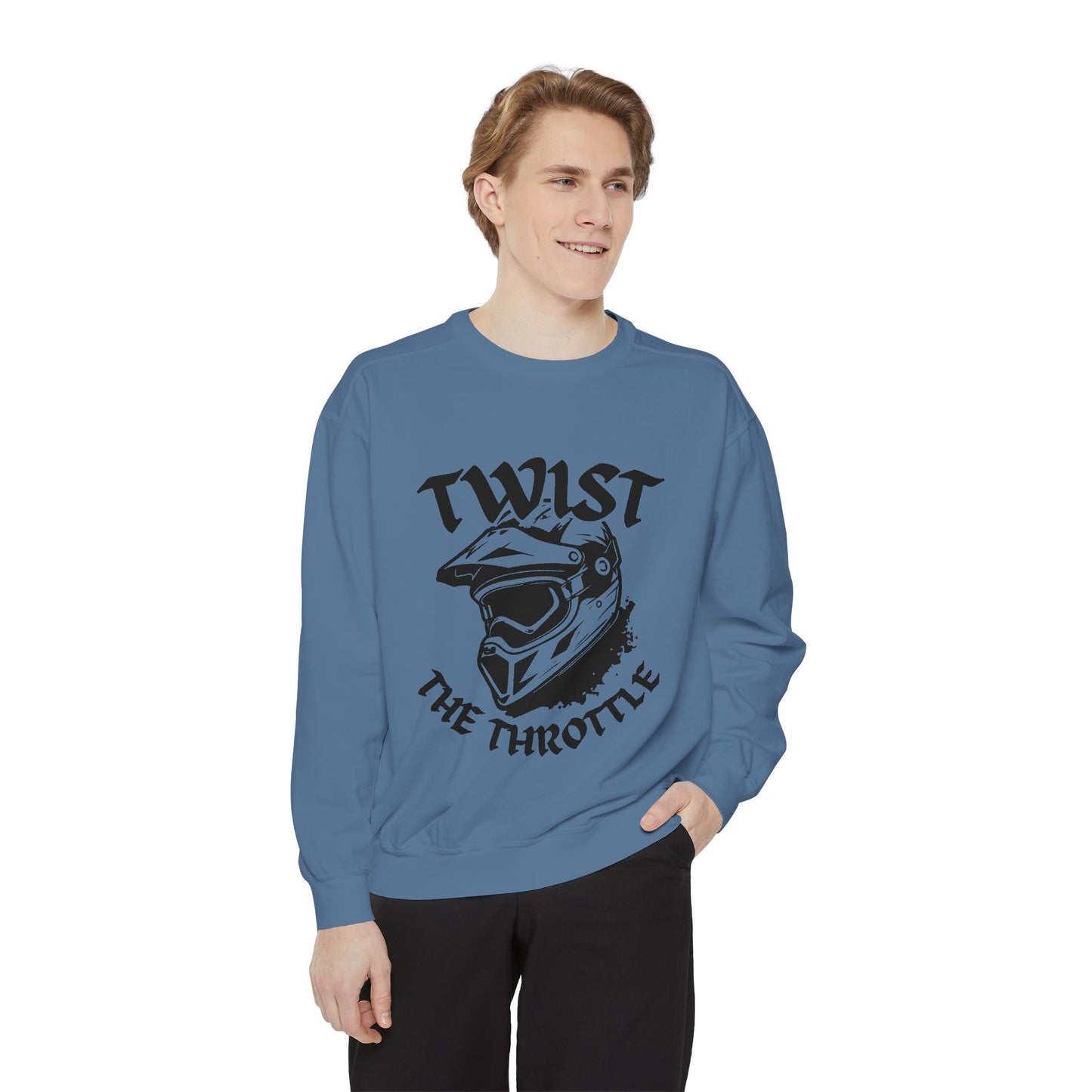 Twist the Throttle Motorcycle Helmet Sweatshirt — Biker Graphic Pullover